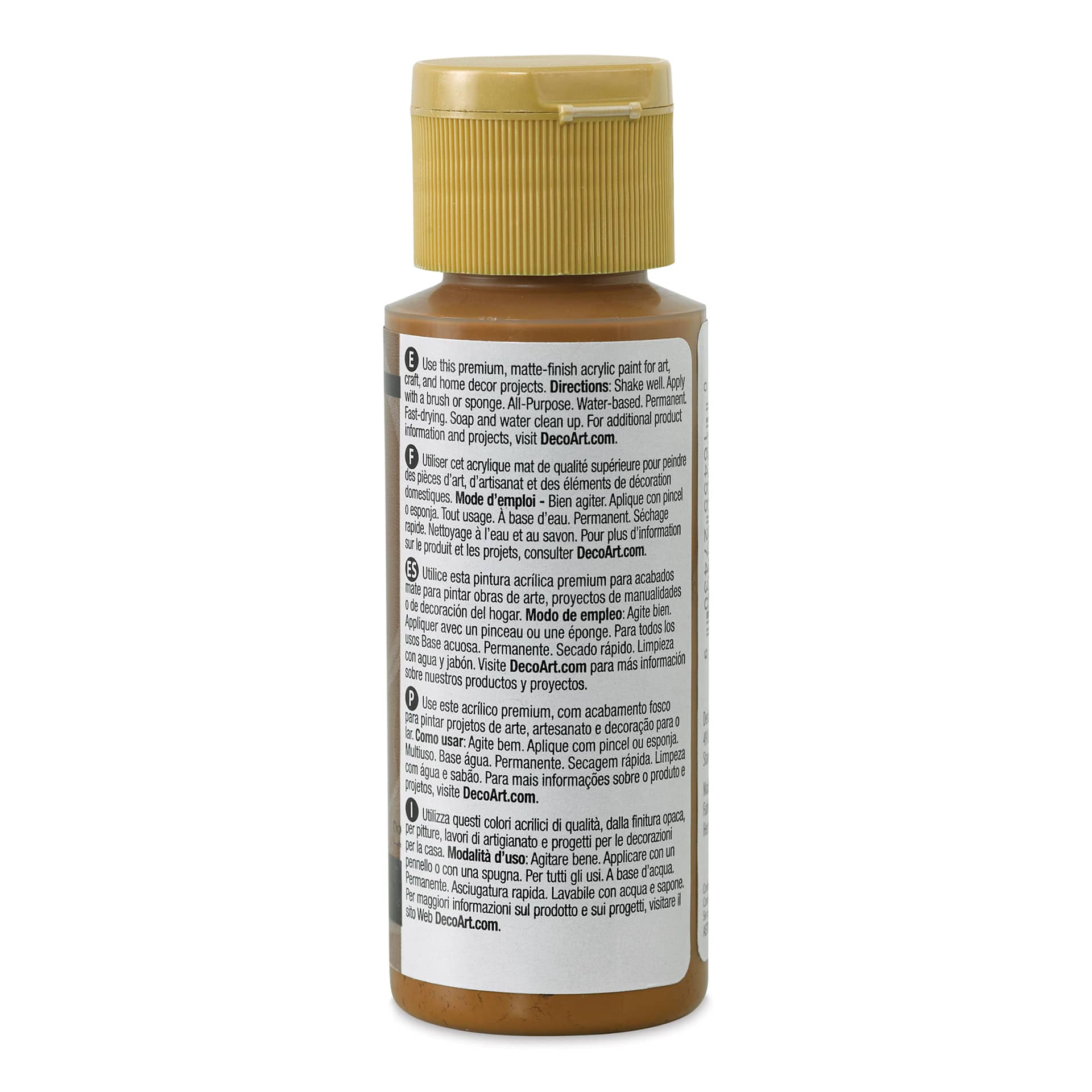 DecoArt Americana Acrylic Paint - Milk Chocolate, 2 oz (Back of bottle)