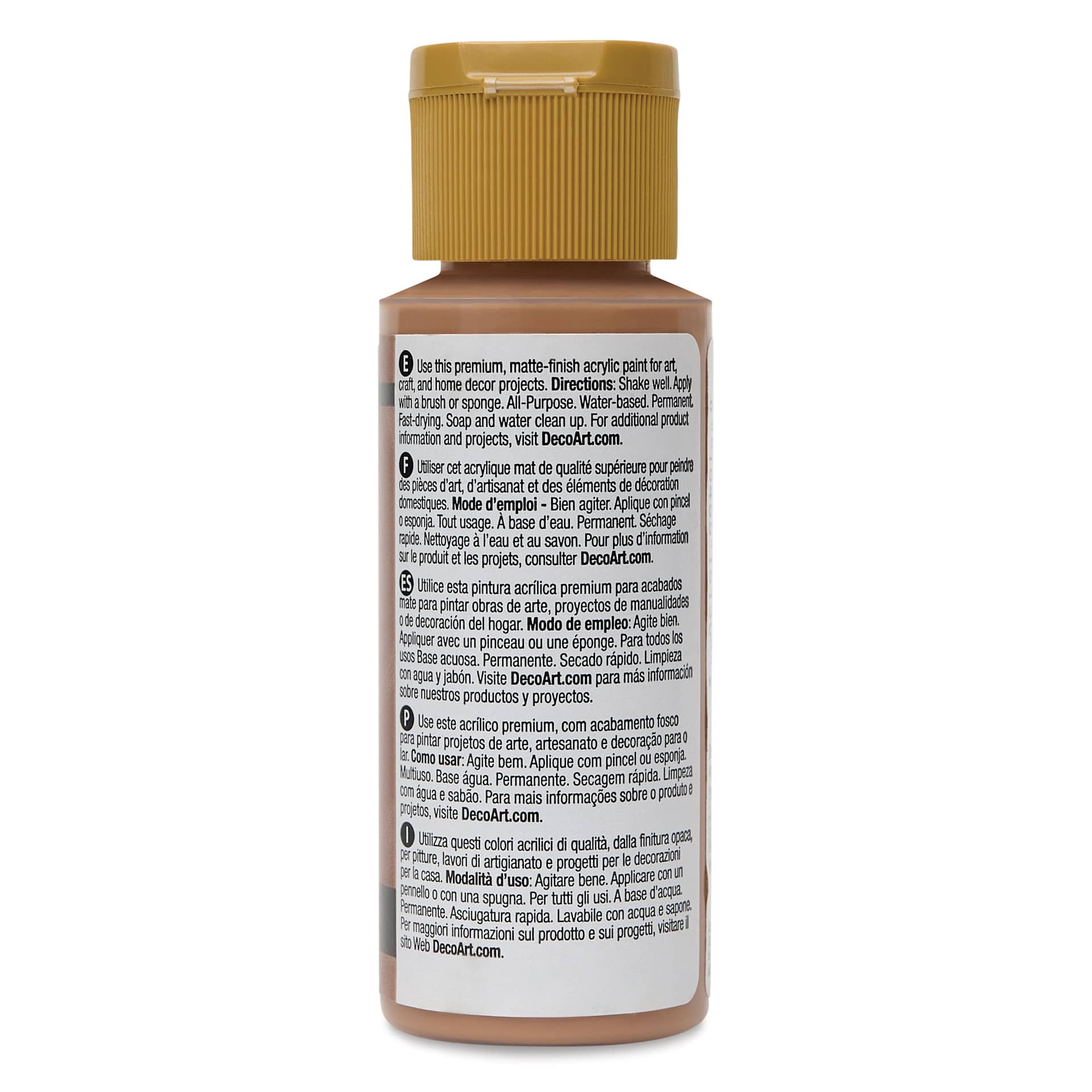 Back of DecoArt Americana Acrylic Paint - Sable Brown, 2 oz bottle