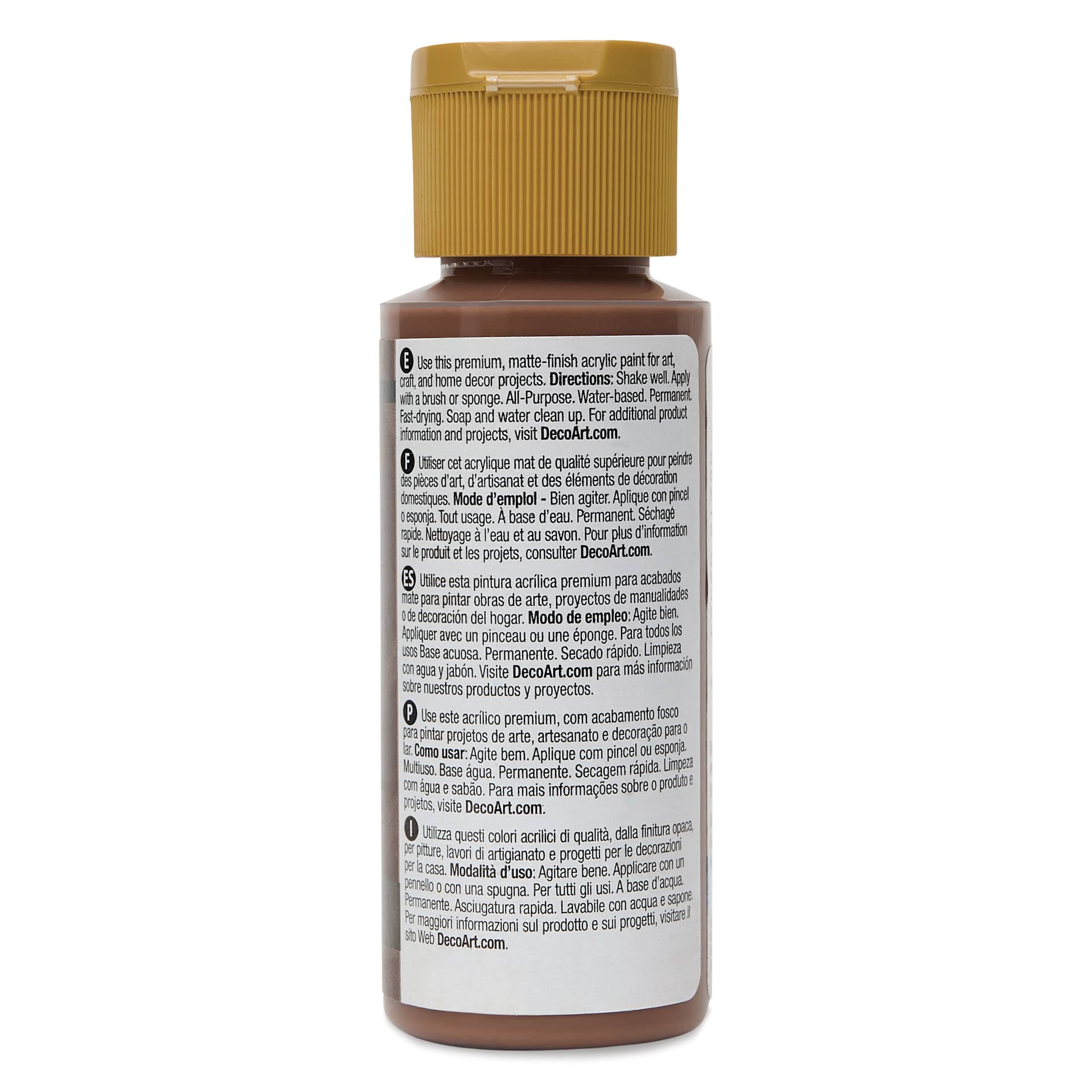 Back of DecoArt Americana Acrylic Paint - Espresso, 2 oz bottle