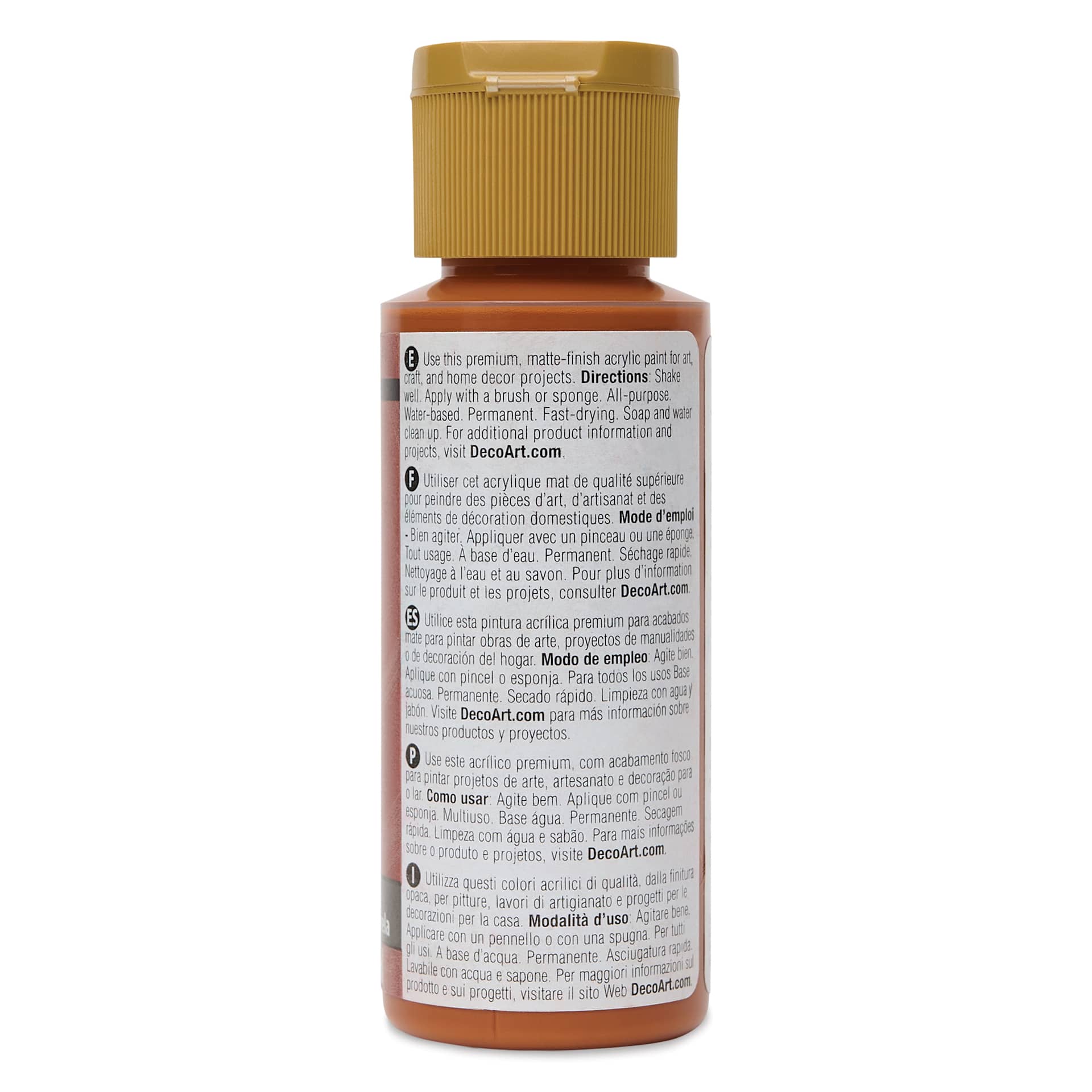 Back of DecoArt Americana Acrylic Paint - Cinnamon Stick, 2 oz bottle