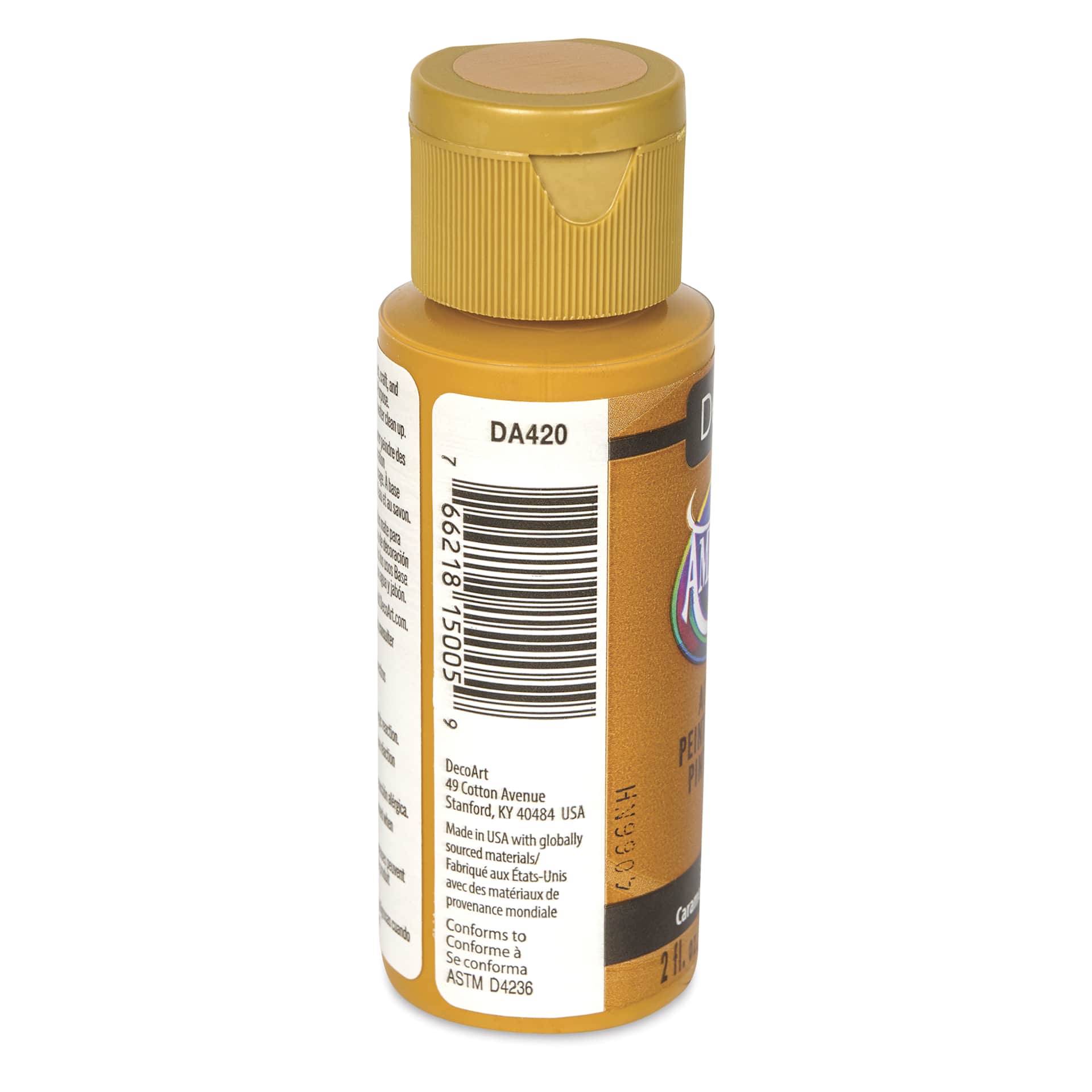 DecoArt Americana Acrylic Paint - Salted Carmel, 2 oz bottle back