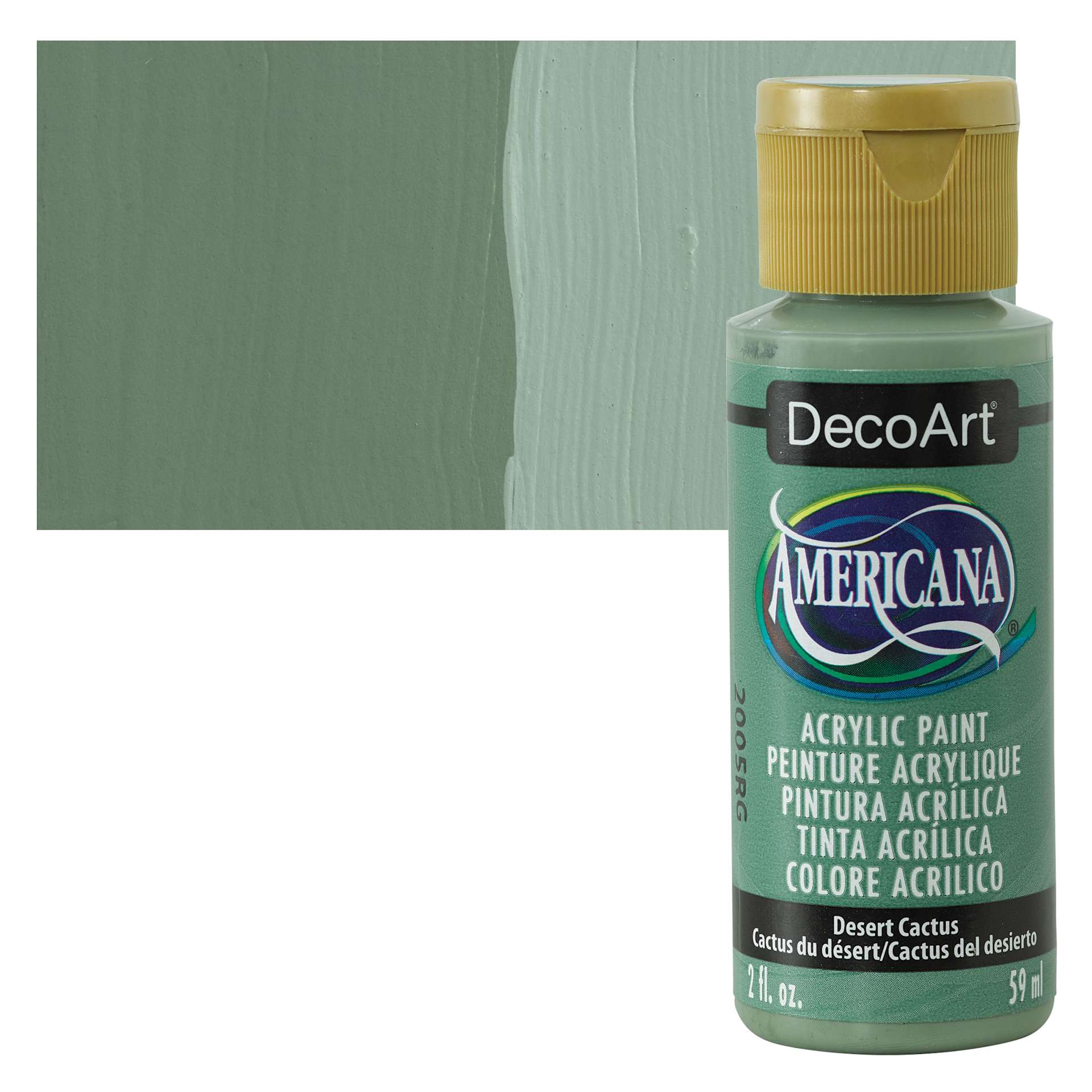 DecoArt Americana Acrylic Paint - Desert Cactus, 2 oz bottle  and swatch