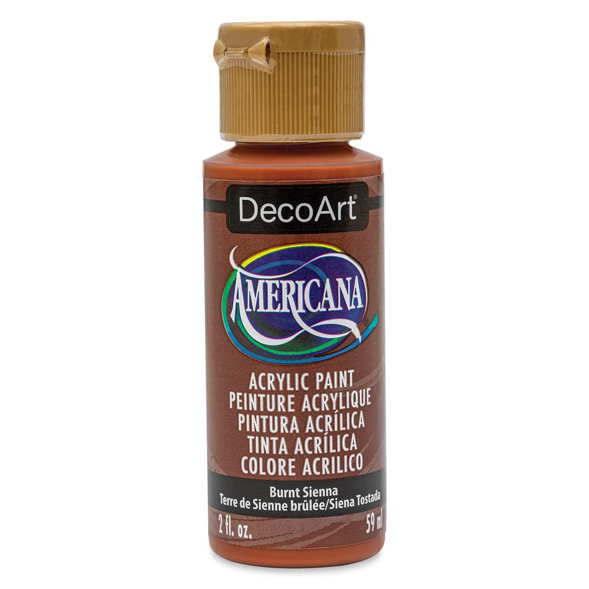DecoArt Americana Acrylic Paint - Burnt Sienna, 2 oz (Front of bottle)
