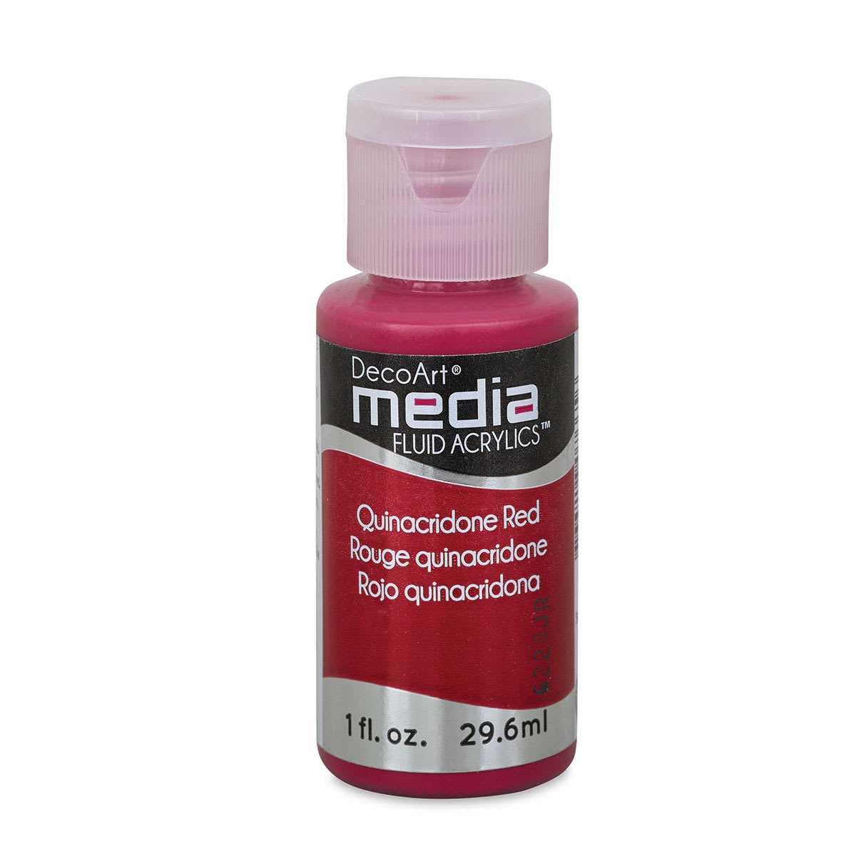 DecoArt Media Fluid Acrylics - Front of 1 oz bottle of Quinacridone Red

