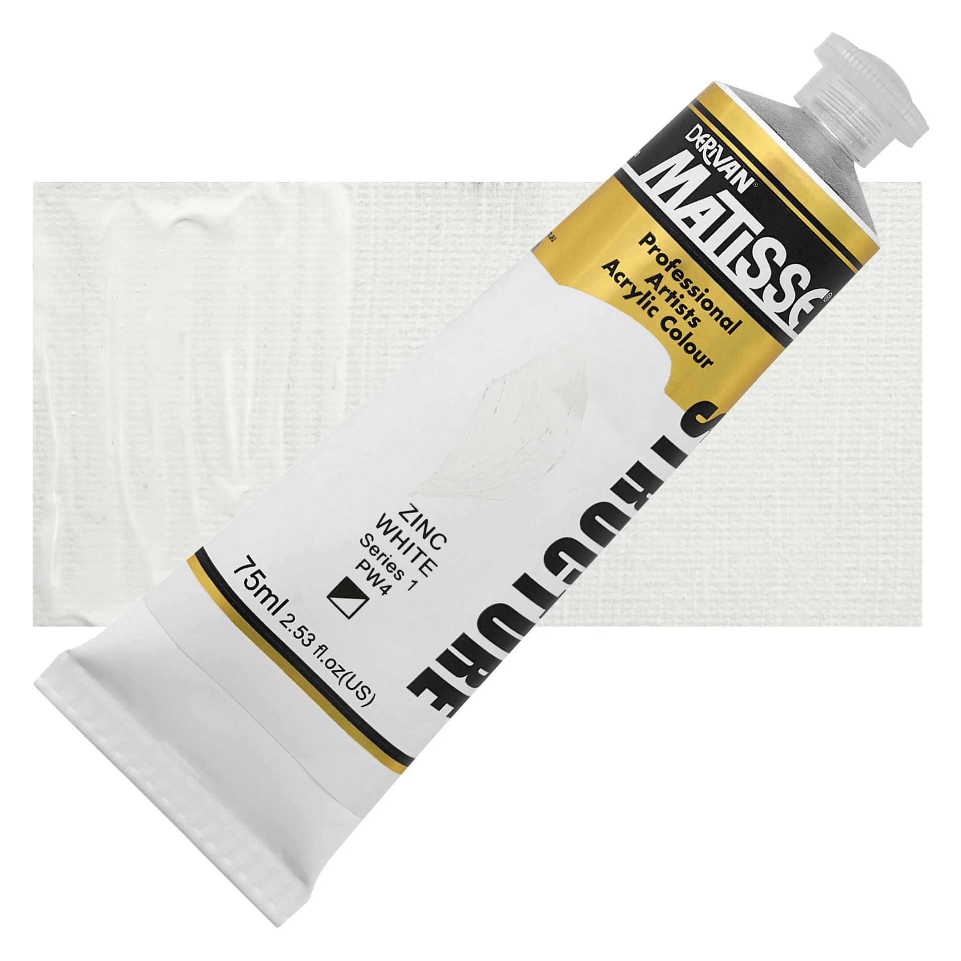 Matisse Structure Paint - Zinc White, 75 ml Tube and Swatch