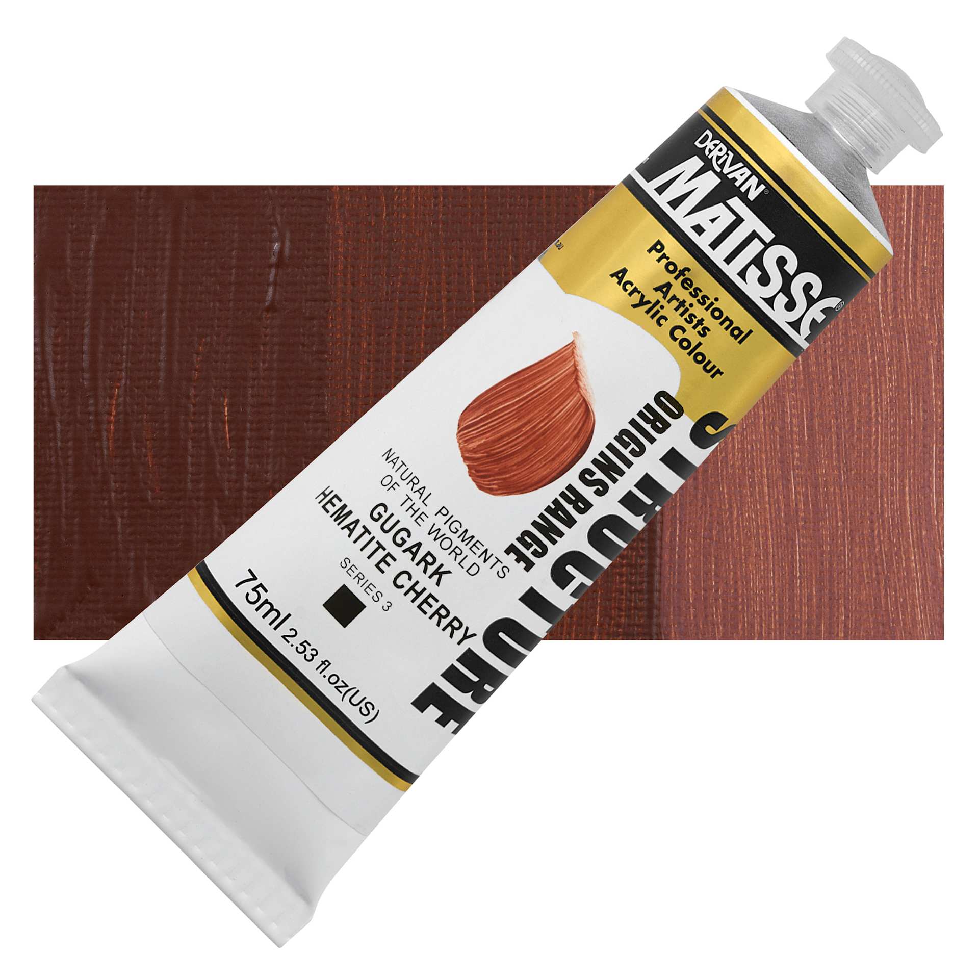 Matisse Structure Paint - Armenian Gugark Hematite Cherry, 75 mll Tube and Swatch