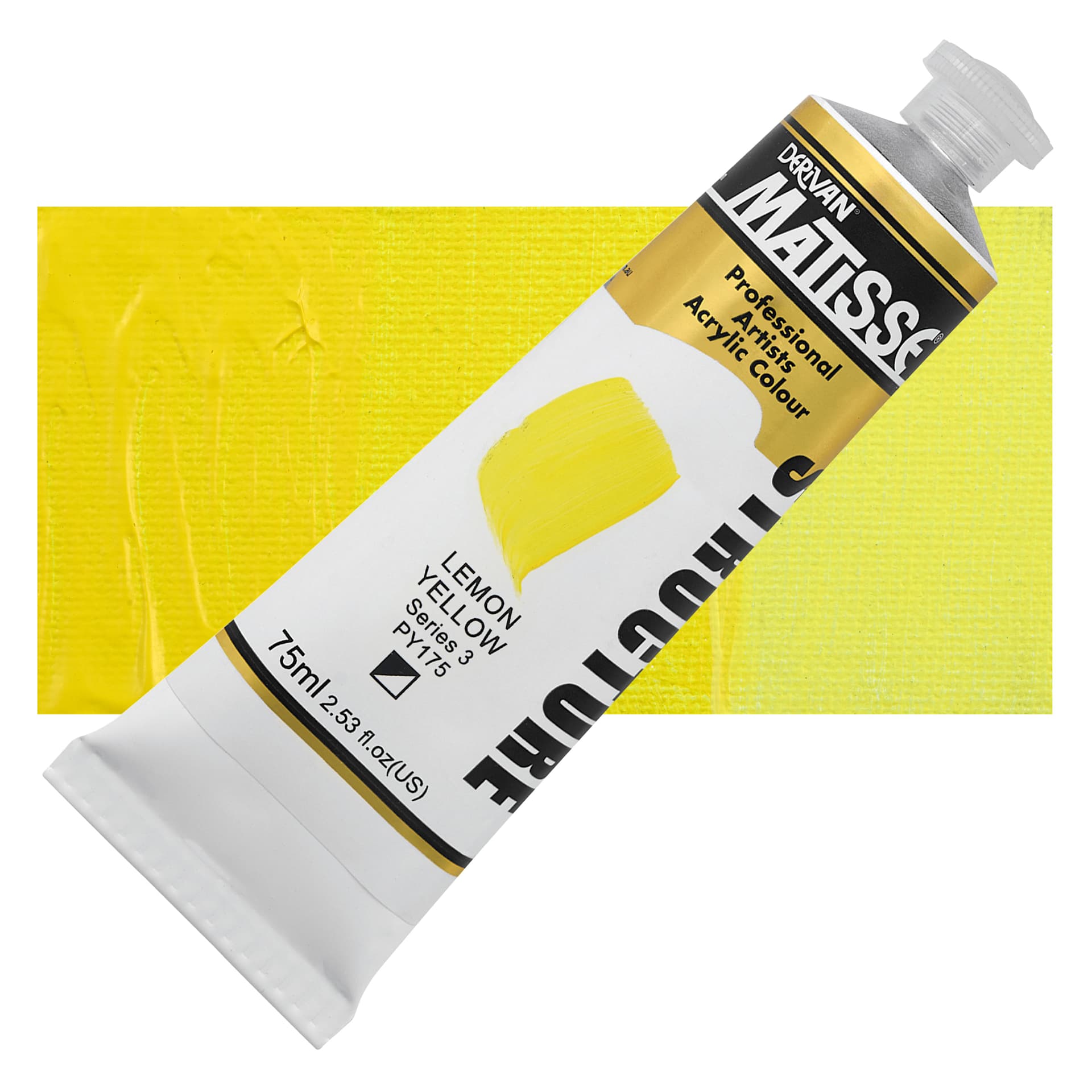 Matisse Structure Paint - Lemon Yellow, 75 ml Tube and Swatch