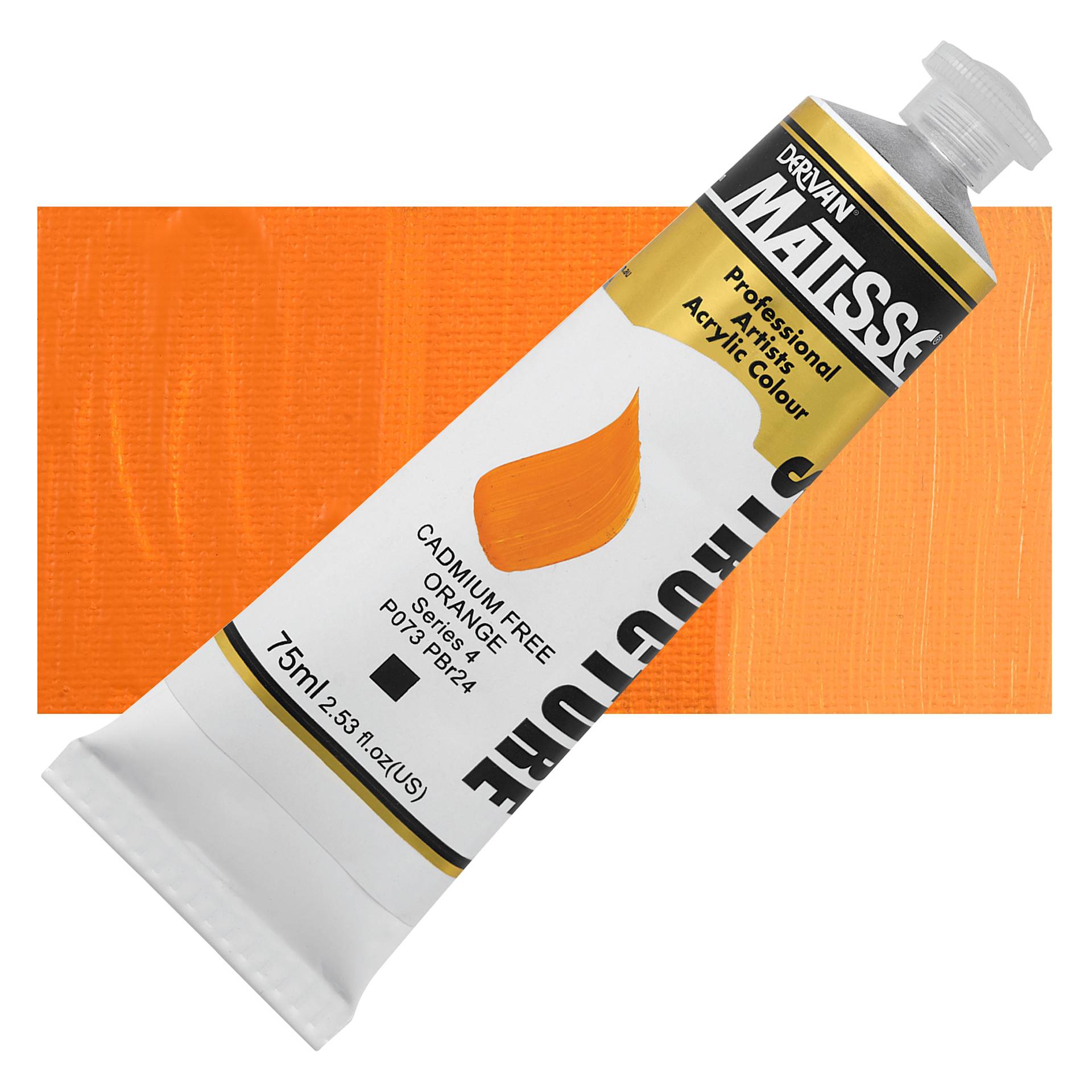 Matisse Structure Paint - Cadmium-Free Orange, 75 ml Tube and Swatch