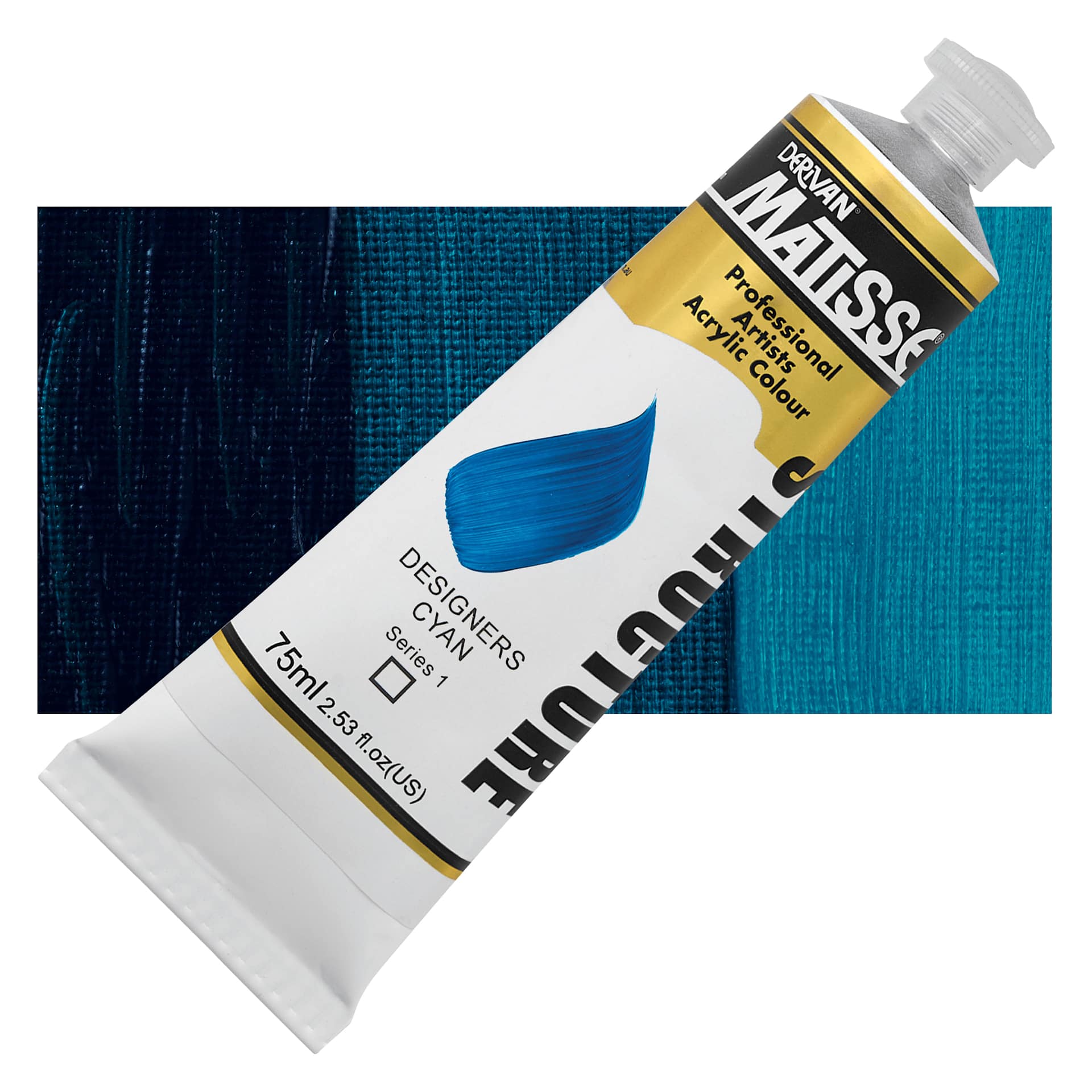 Matisse Structure Paint - Designers Cyan, 75 ml Tube and Swatch