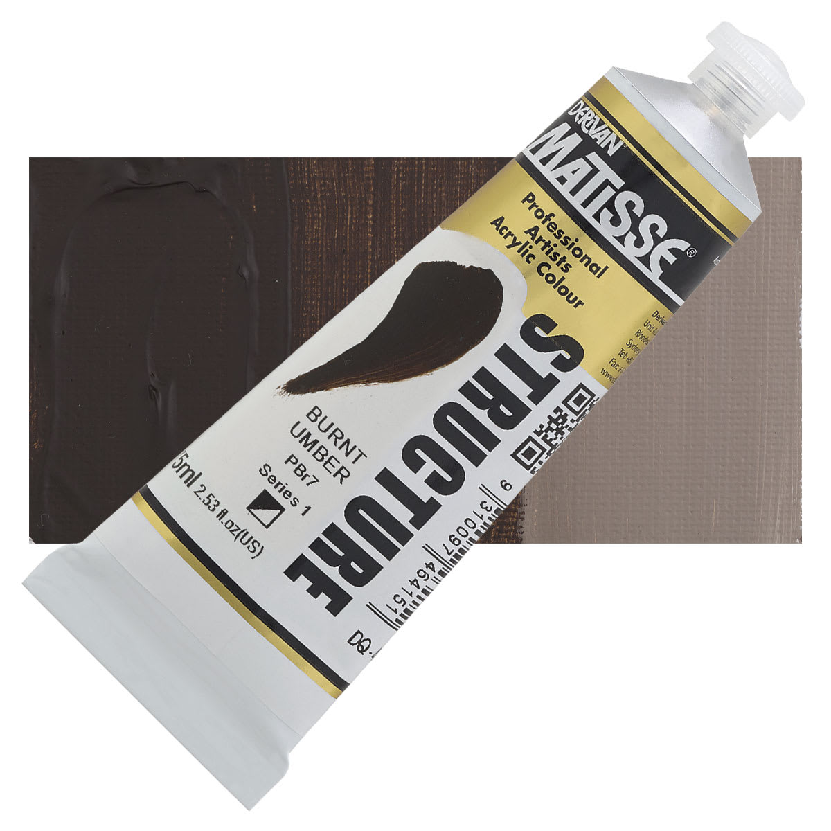 Matisse Structure Paint - Burnt Umber, 75 ml tube and swatch