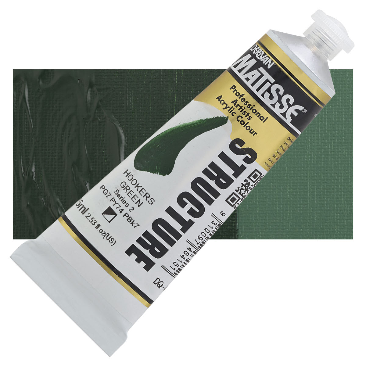 Matisse Structure Paint - Hookers Green, 75 ml tube and swatch