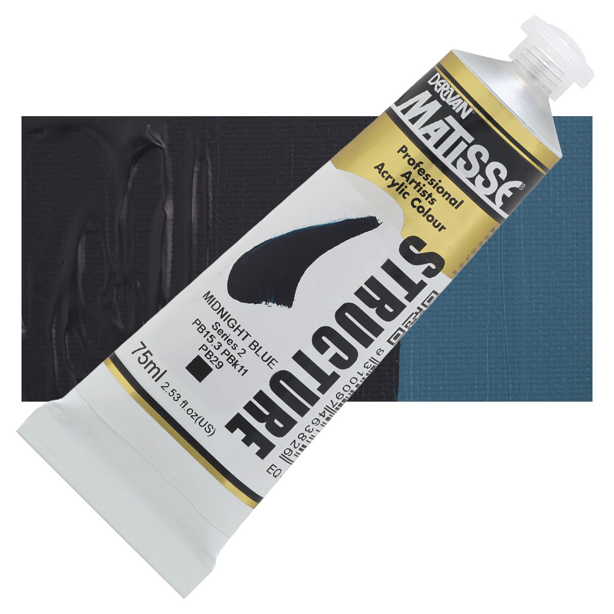 Matisse Structure Paint - Midnight Blue, 75 ml tube and swatch