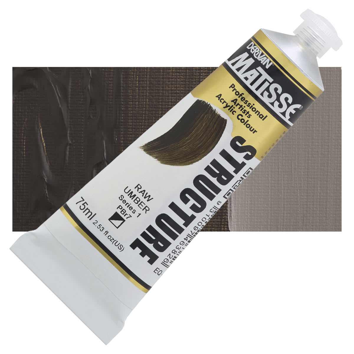 Matisse Structure Paint - Raw Umber, 75 ml tube and swatch