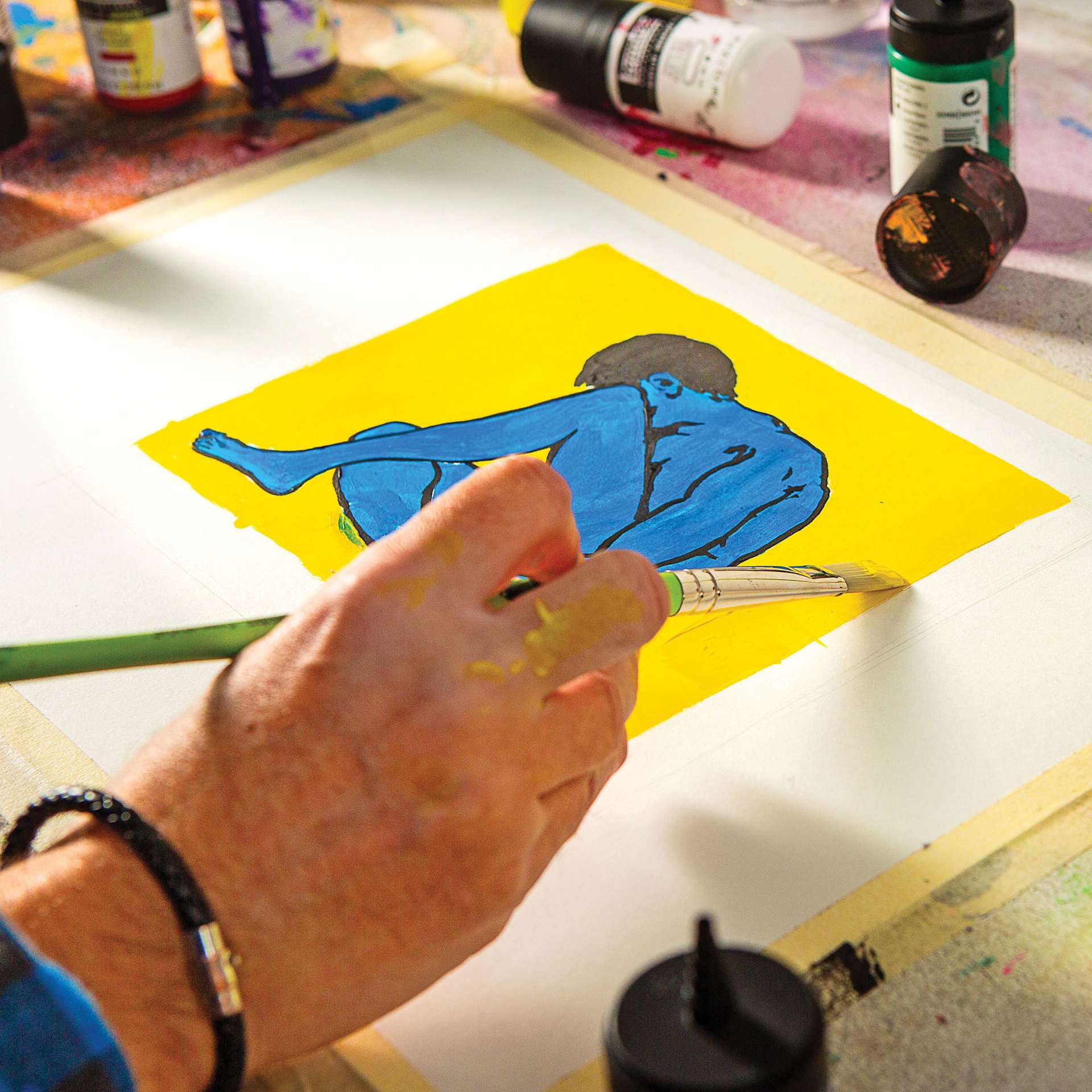 Liquitex Professional Acrylic Gouache being used for a figure drawing