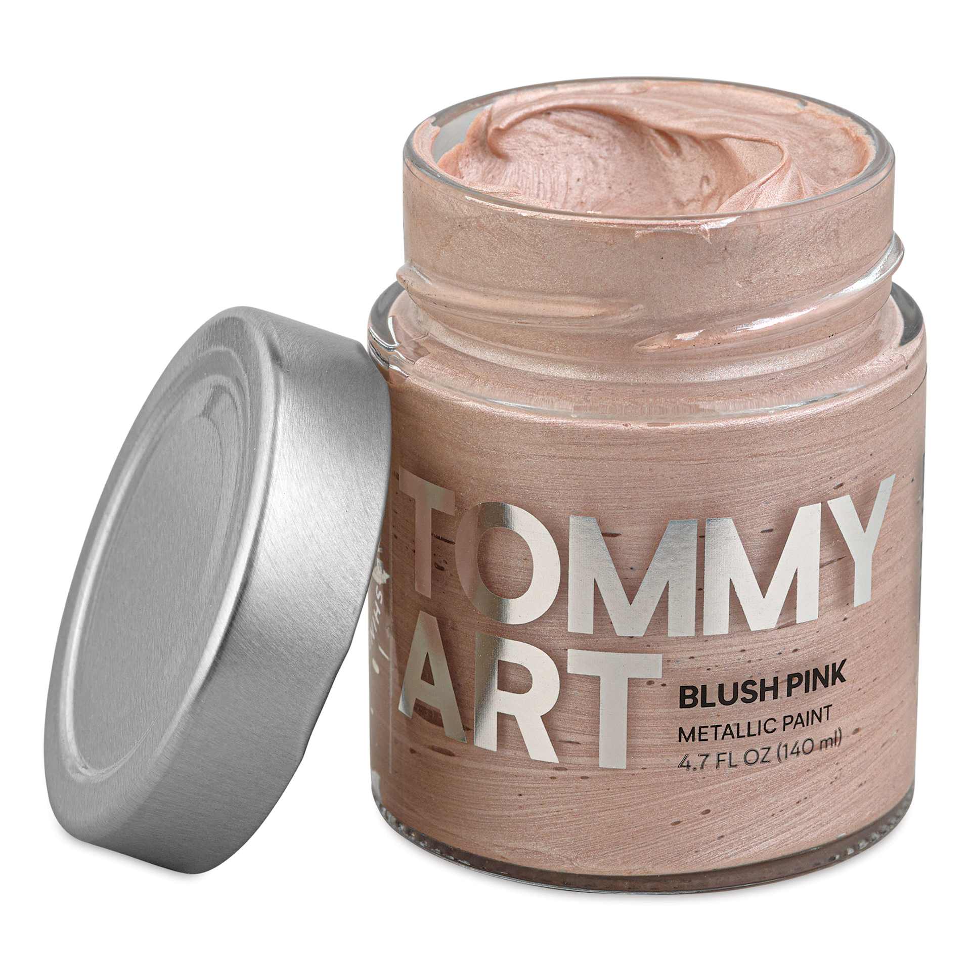 Tommy Art Mineral Paint - Blush Pink (Metallic), 140 ml with lid removed