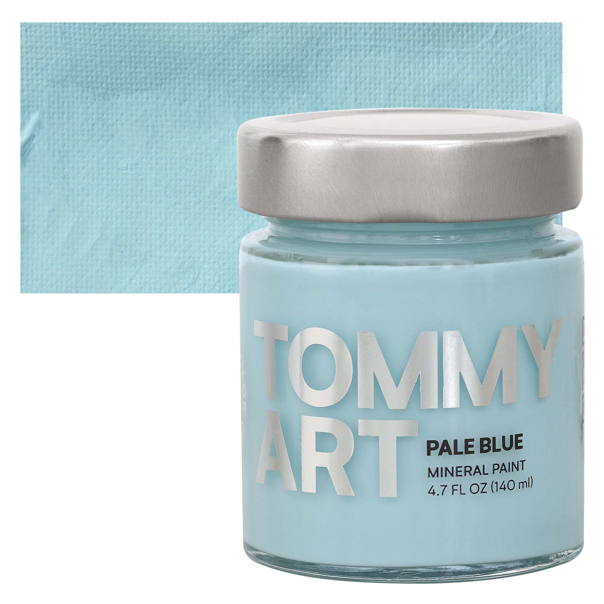 Tommy Art Mineral Paint - Pale Blue, 140 ml jar and swatch