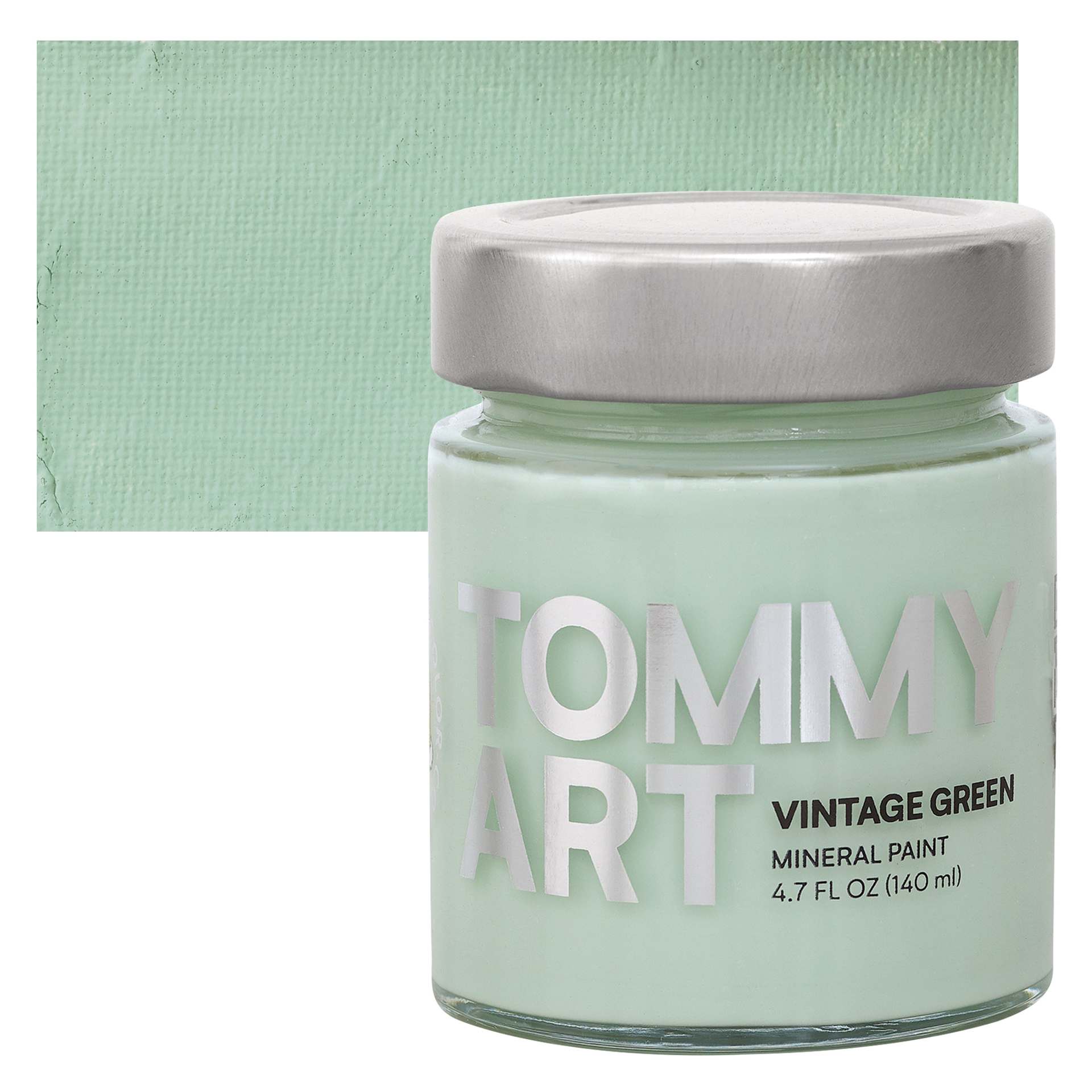 Tommy Art Mineral Paint - Vintage Green, 140 ml jar and swatch