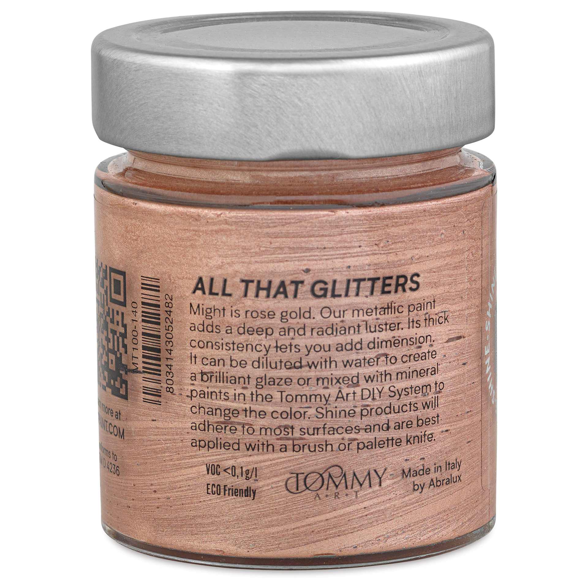 Tommy Art Mineral Paint - Rose Gold (Metallic), 140 ml left side