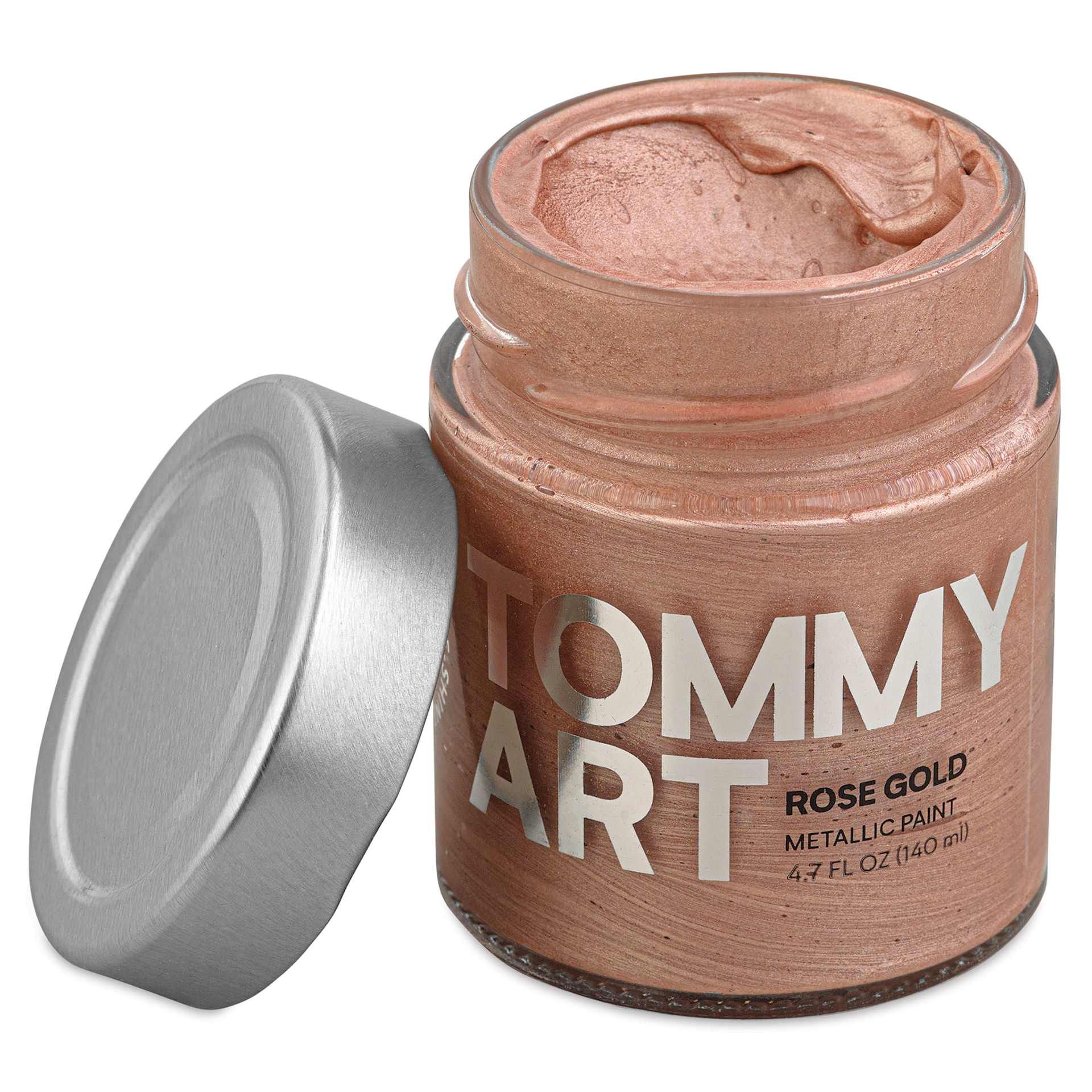 Tommy Art Mineral Paint - Rose Gold (Metallic), 140 ml with lid removed