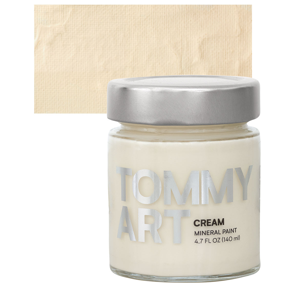 Tommy Art Mineral Paint - Cream, 140 ml jar and swatch