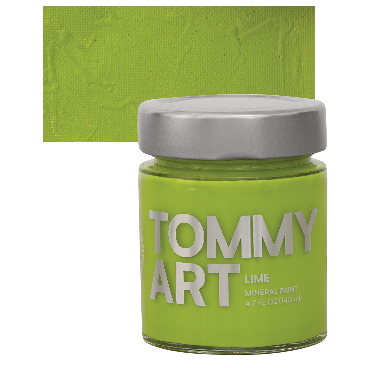 Tommy Art Mineral Paint - Lime, 140 ml jar and swatch
