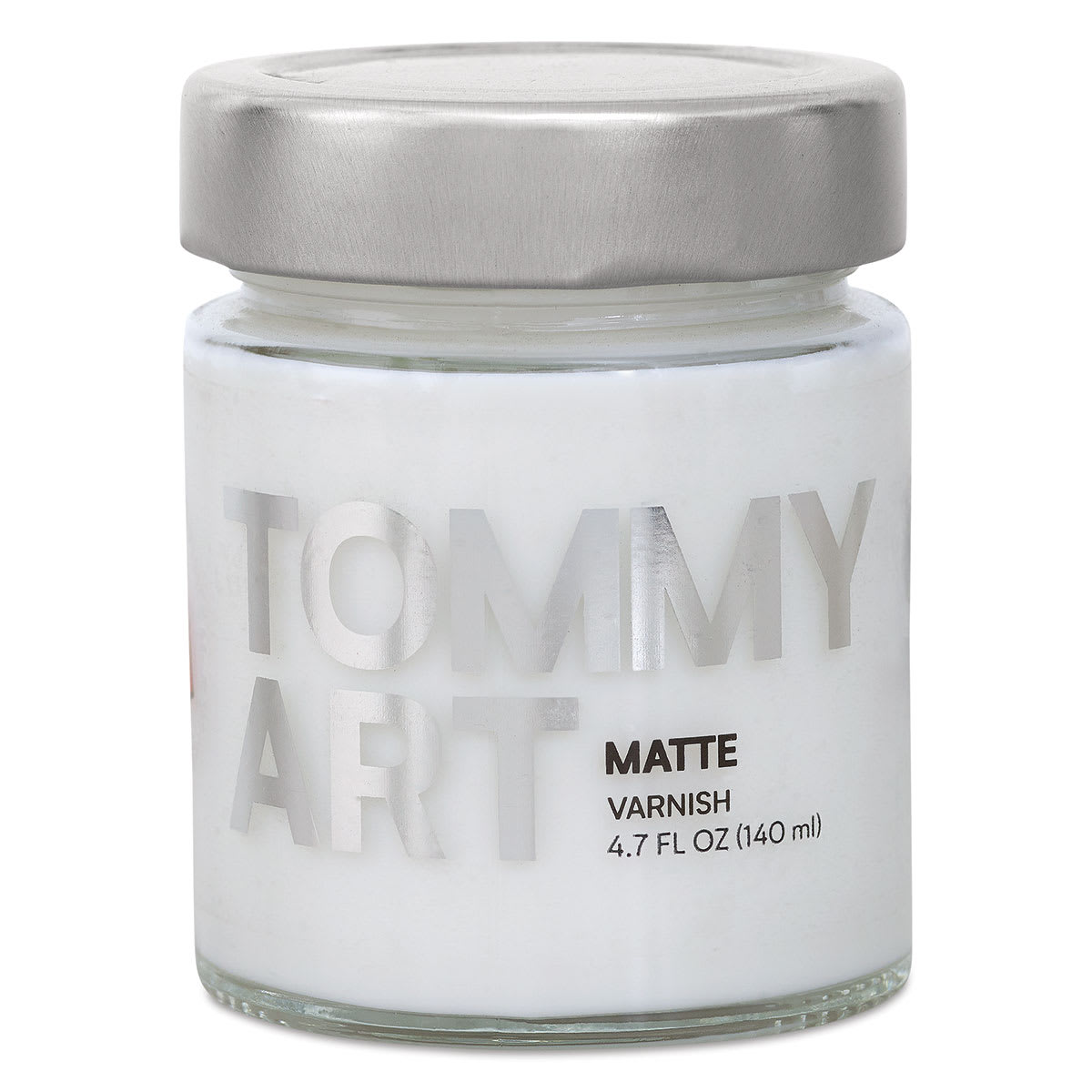 Tommy Art Varnish - Front of 140 ml Jar of Matte Varnish
