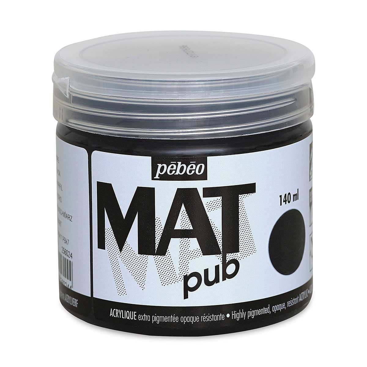 Pebeo Mat Pub Acrylic Paint - Ivory Black, 140 ml