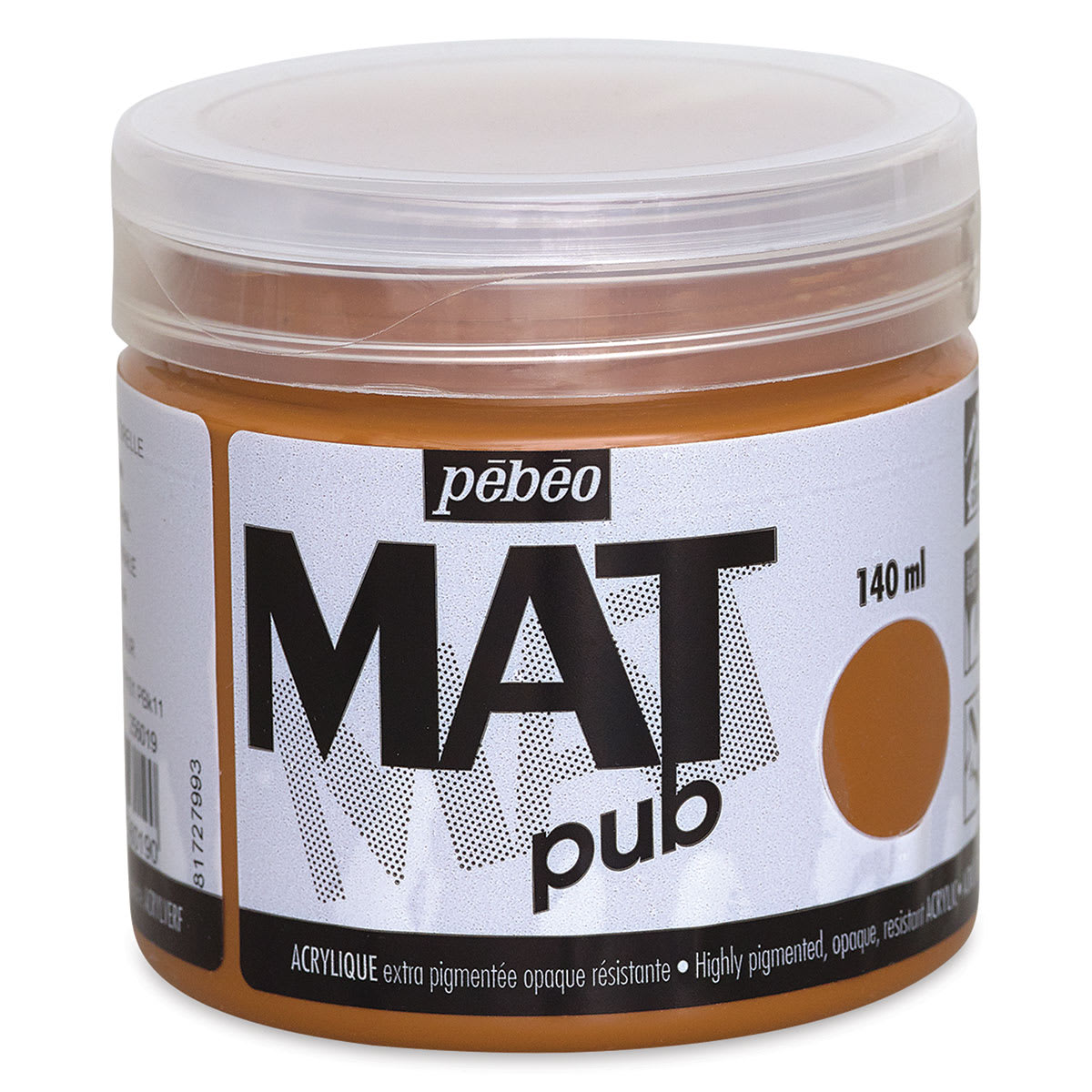 Pebeo Mat Pub Paint - Front of jar of Raw Sienna