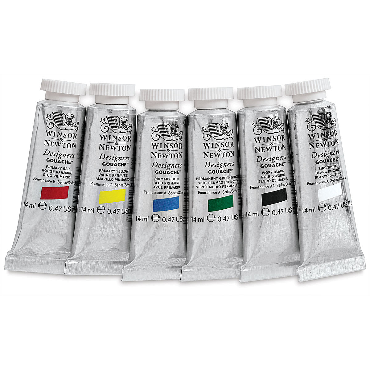 Winsor & Newton Designers Gouache - Set of 6, Primary Set, 14 ml Tubes