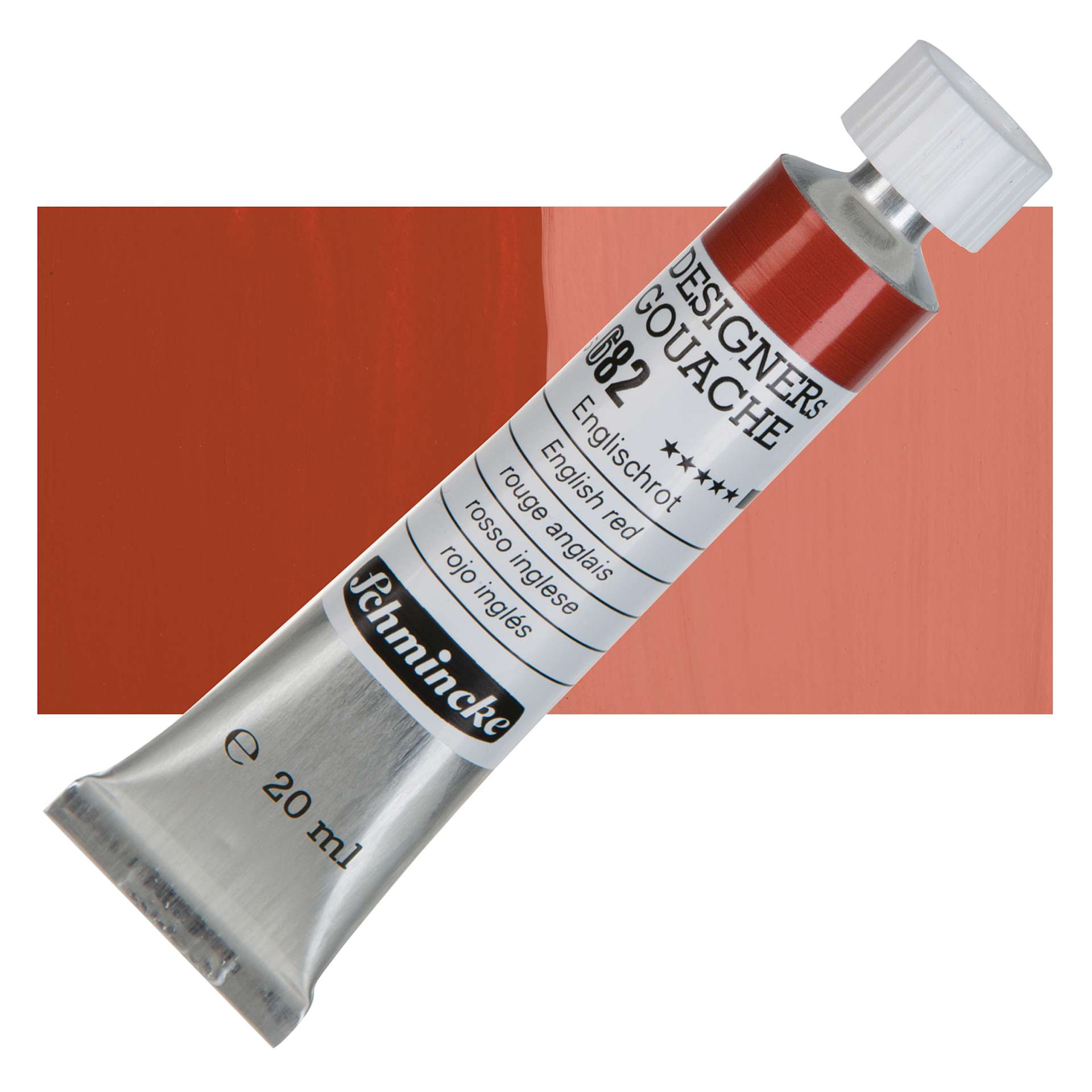 Schmincke Designers Gouache - English Red, 20 ml Tube and swatch