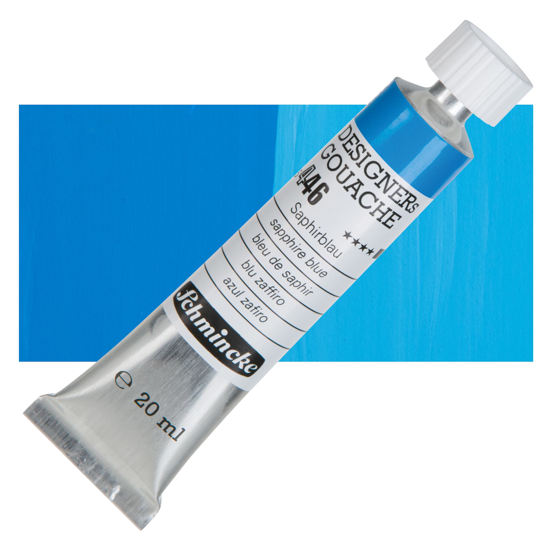 Schmincke Designers Gouache - Sapphire Blue, 20 ml Tube and swatch