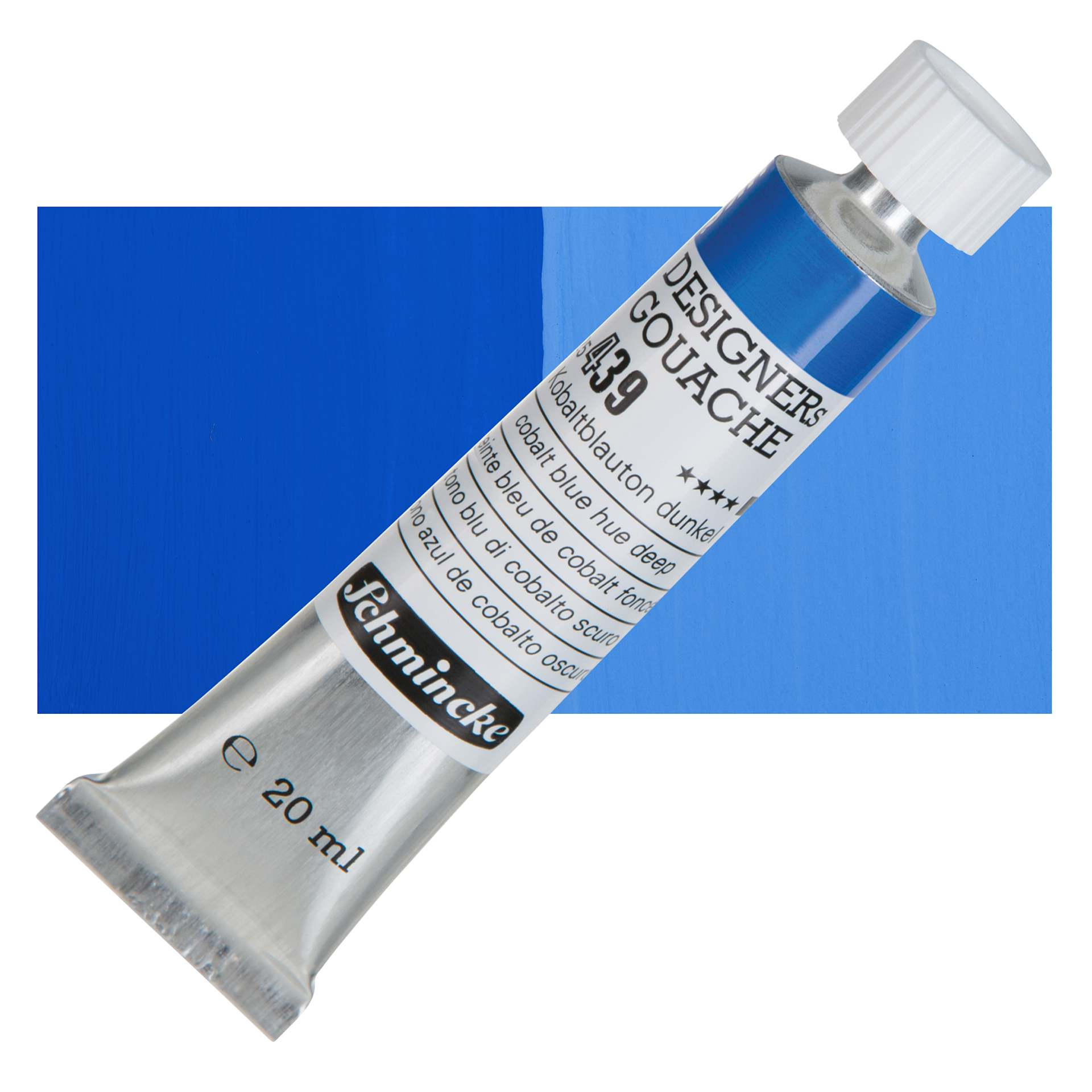 Schmincke Designers Gouache - Cobalt Blue Hue Deep, 20 ml Tube and swatch