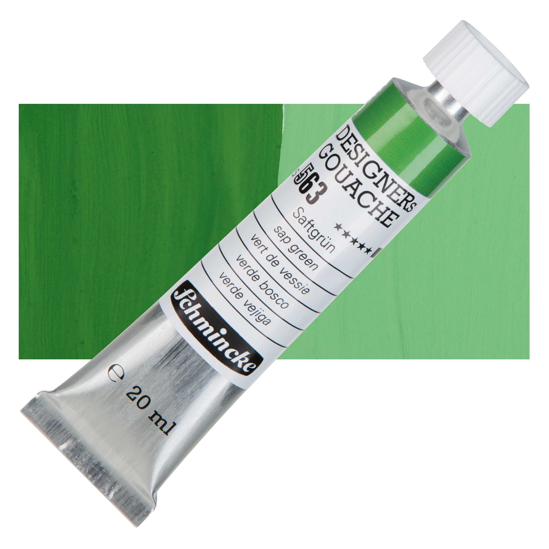 Schmincke Designers Gouache - Sap Green, 20 ml Tube and swatch