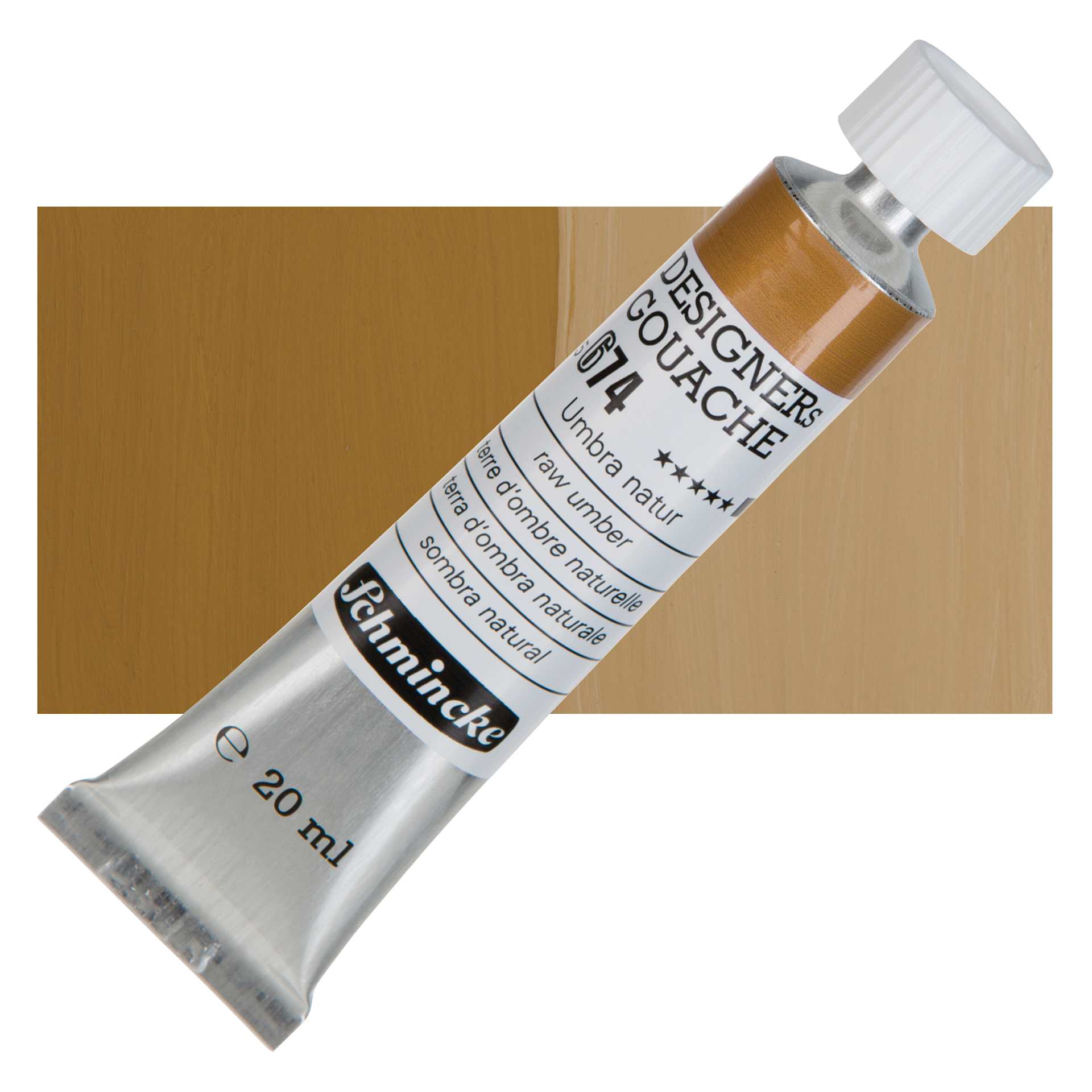 Schmincke Designers Gouache - Raw Umber, 20 ml Tube and swatch