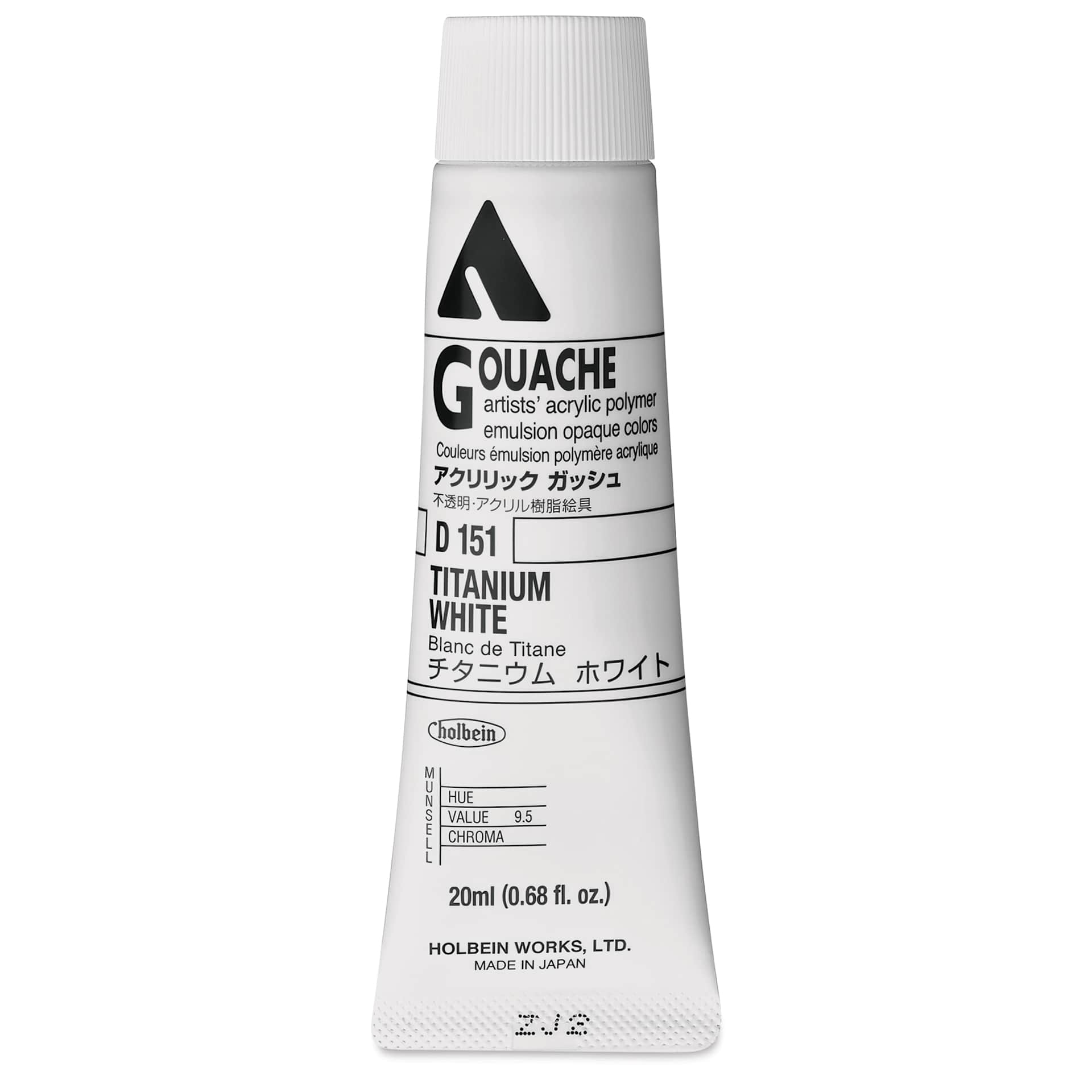 Holbein Acrylic Gouache - Titanium White, 20 ml tube