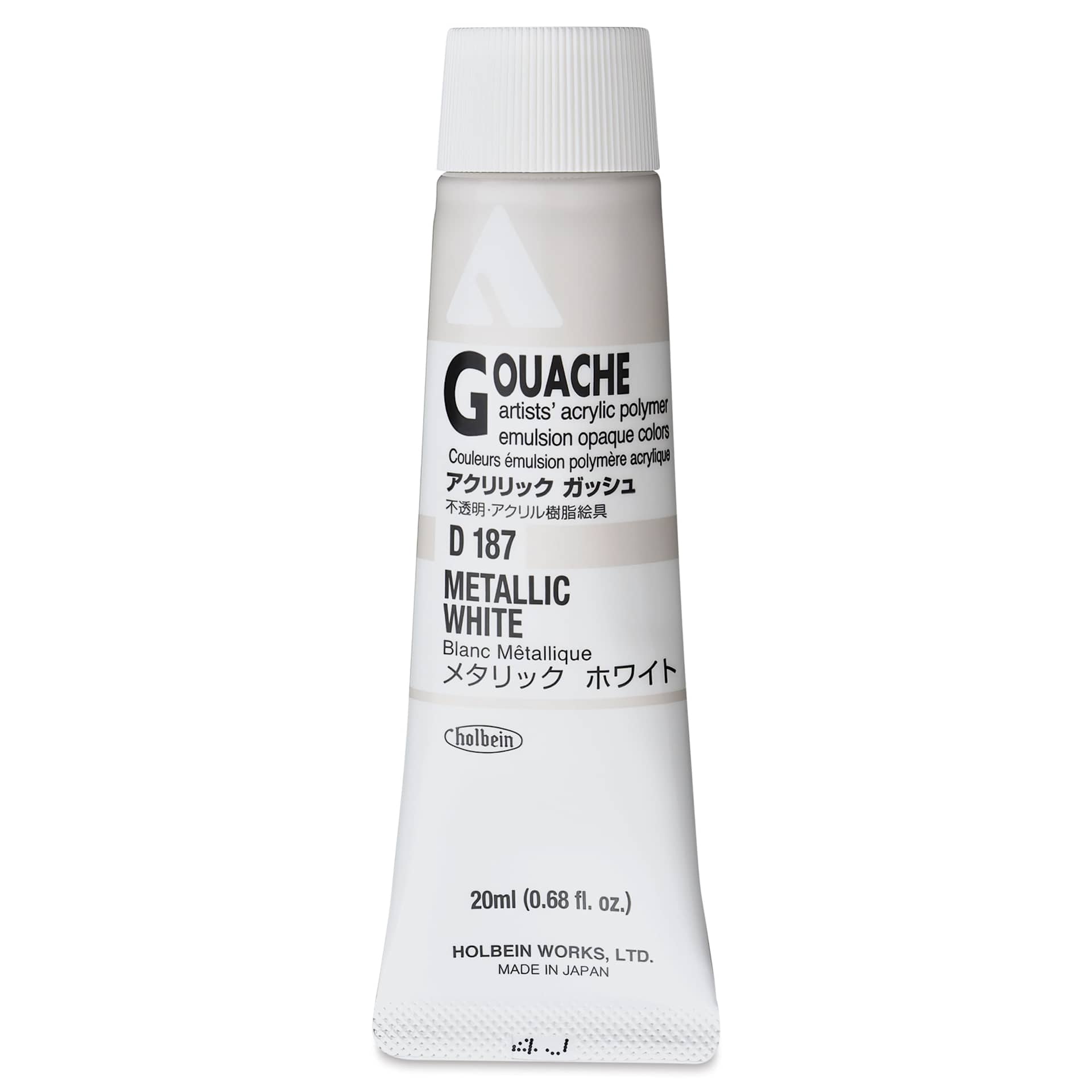 Holbein Acrylic Gouache - Metallic White, 20 ml tube