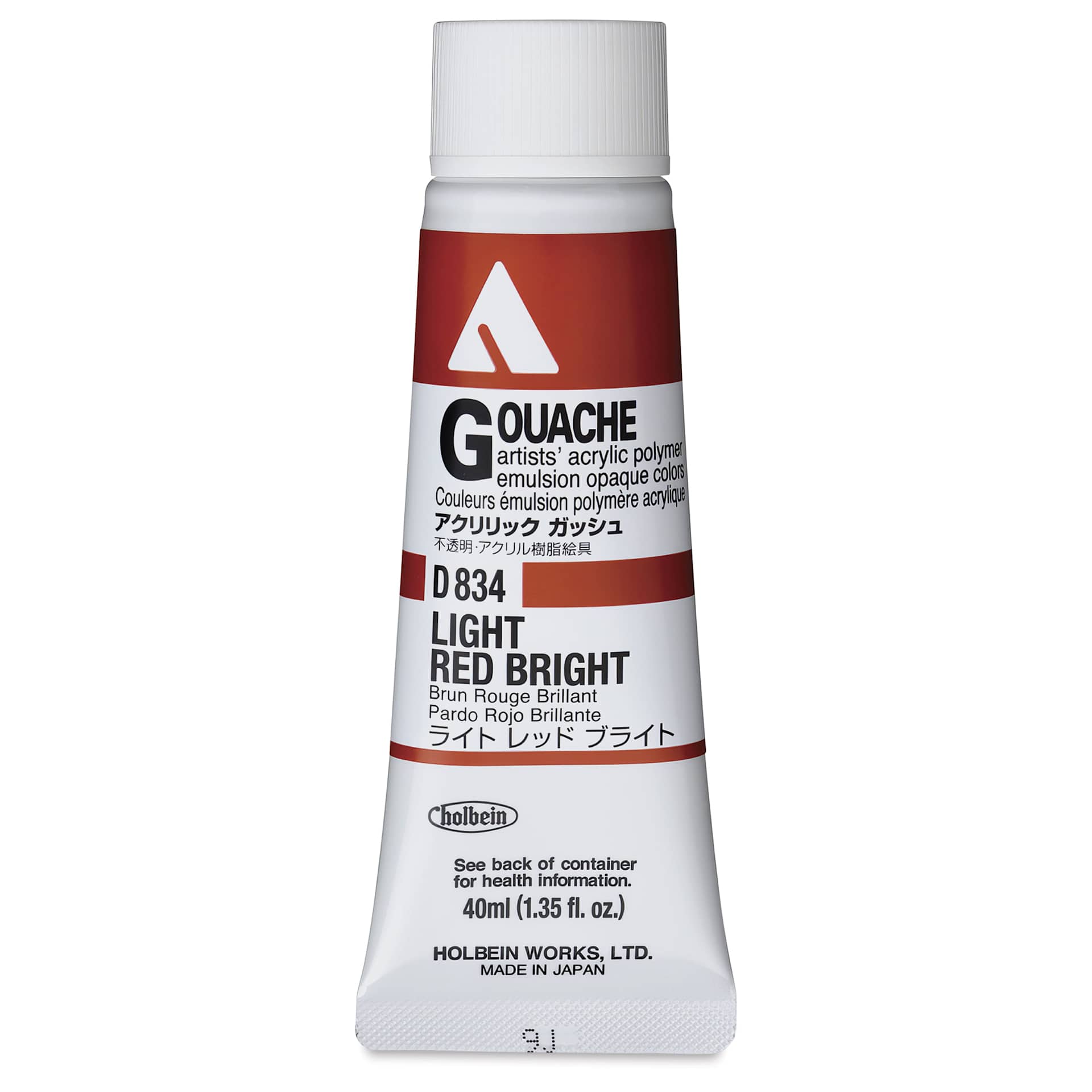 Holbein Acrylic Gouache - Light Red Bright, 40 ml tube