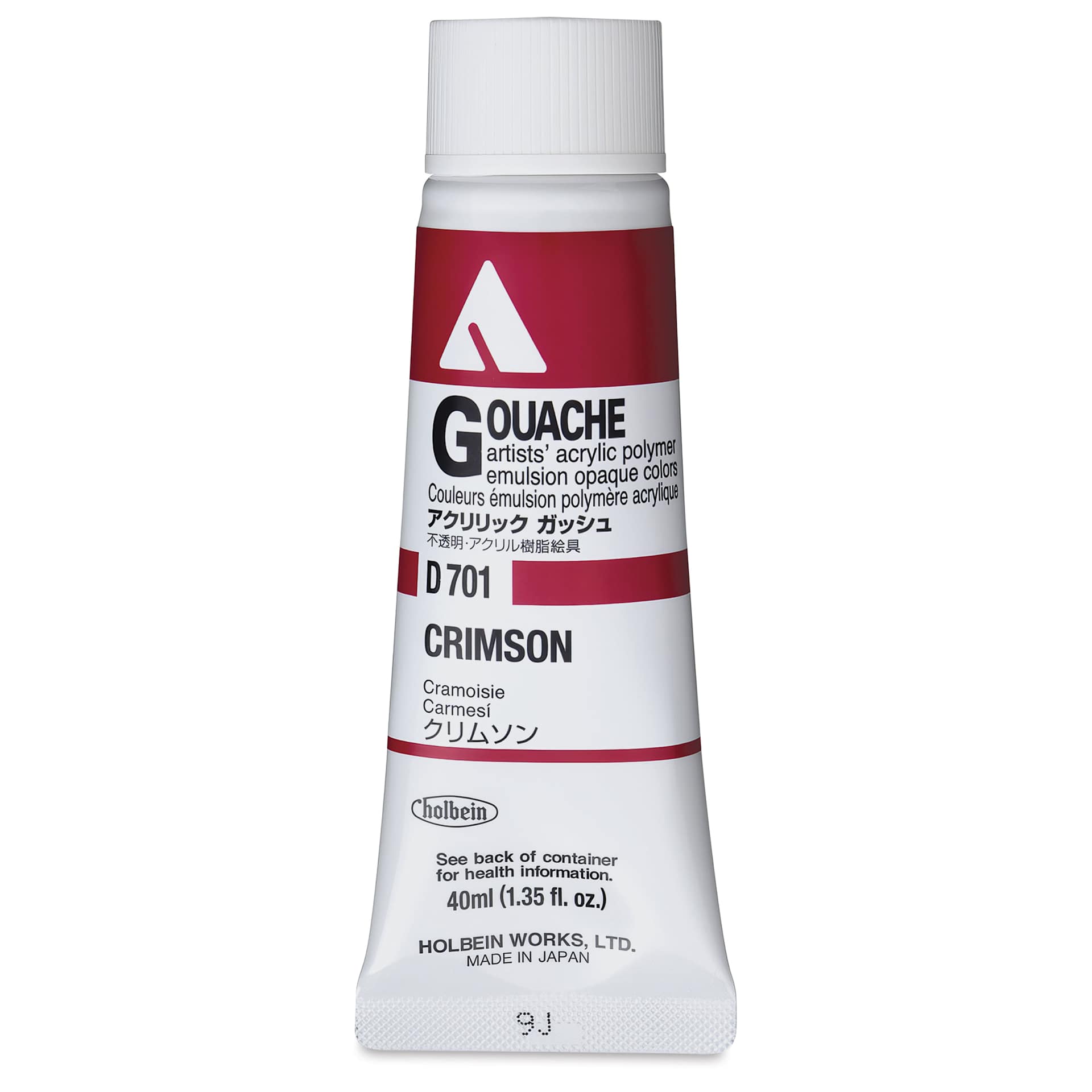 Holbein Acrylic Gouache – Crimson, 40 ml tube