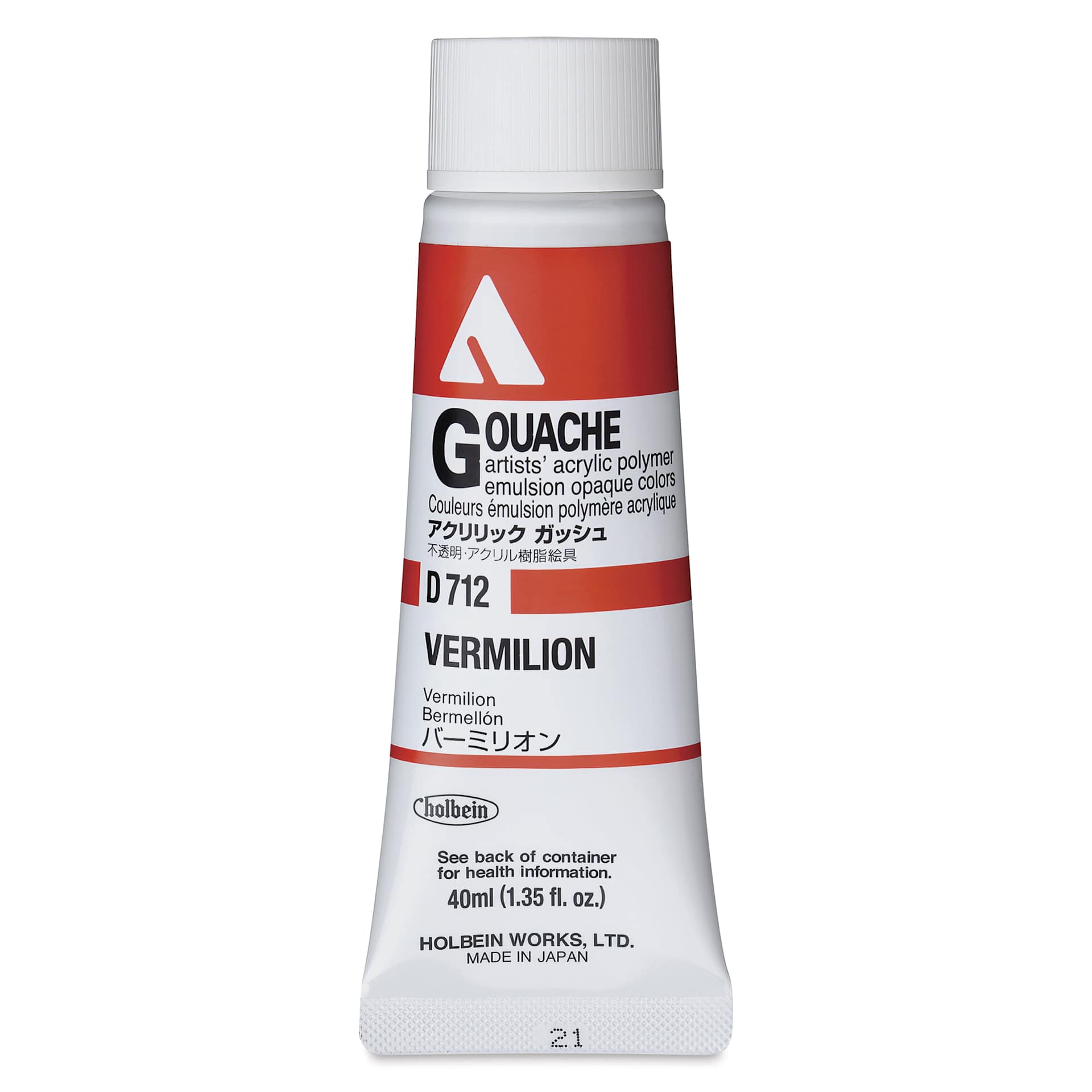 Holbein Acrylic Gouache – Vermilion, 40 ml tube