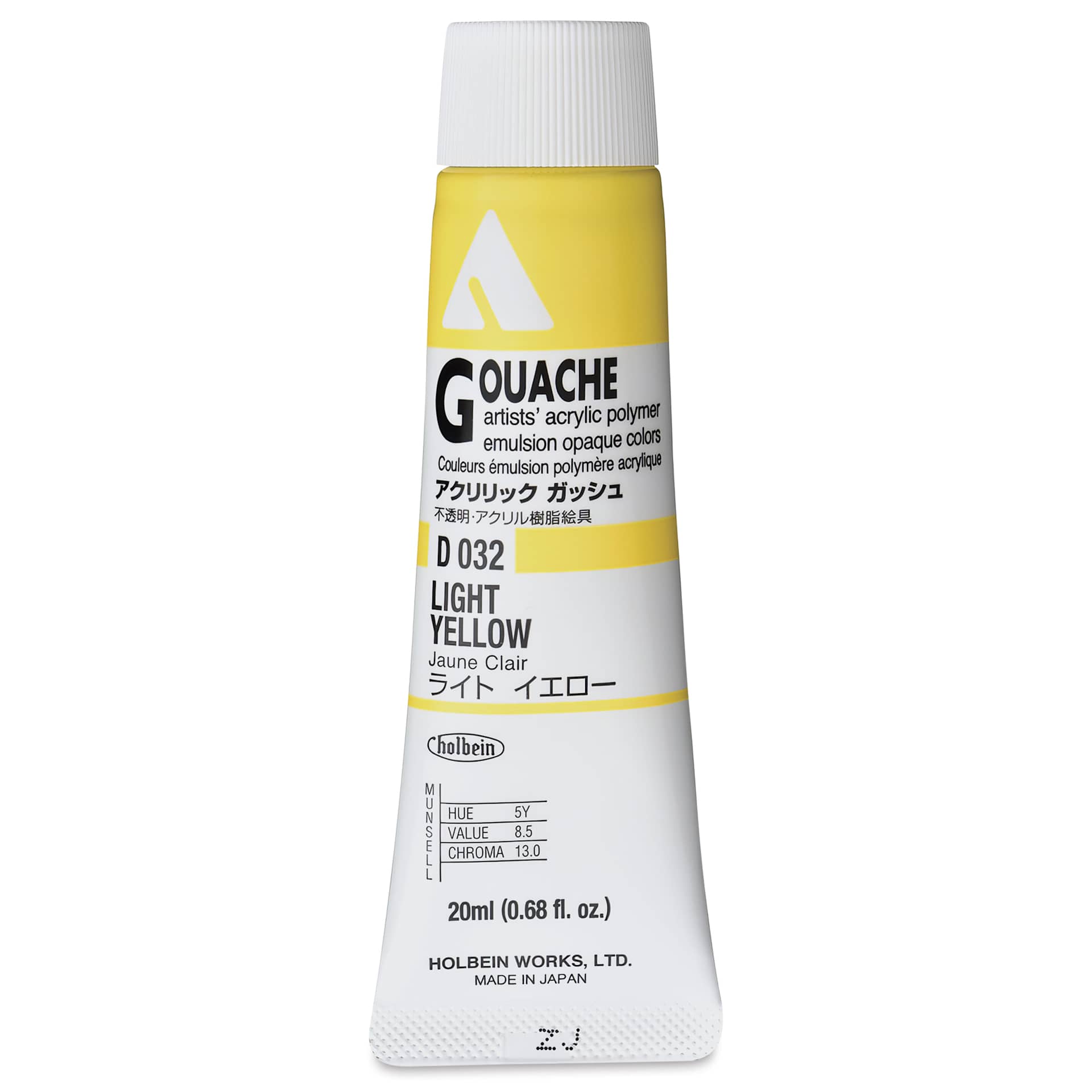 Holbein Acrylic Gouache - Light Yellow, 20 ml tube