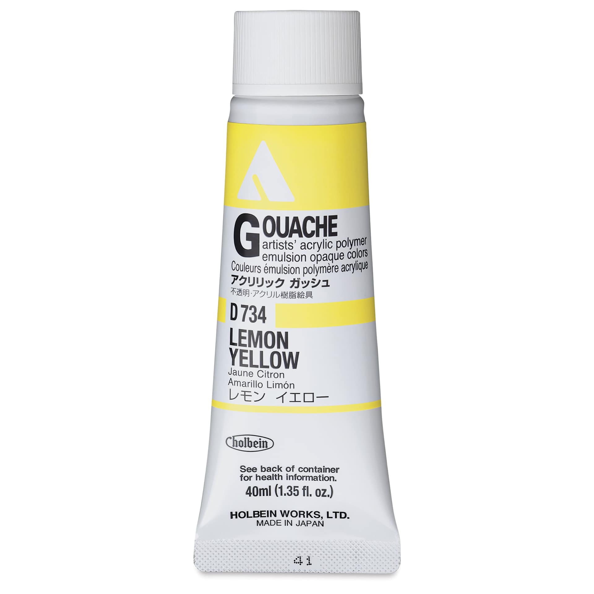 Holbein Acrylic Gouache – Lemon Yellow, 40 ml tube