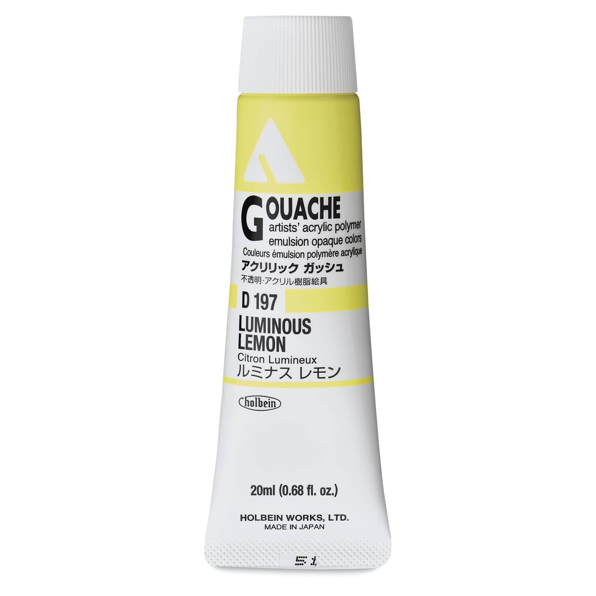 Holbein Acrylic Gouache - Luminous Lemon, 20 ml tube