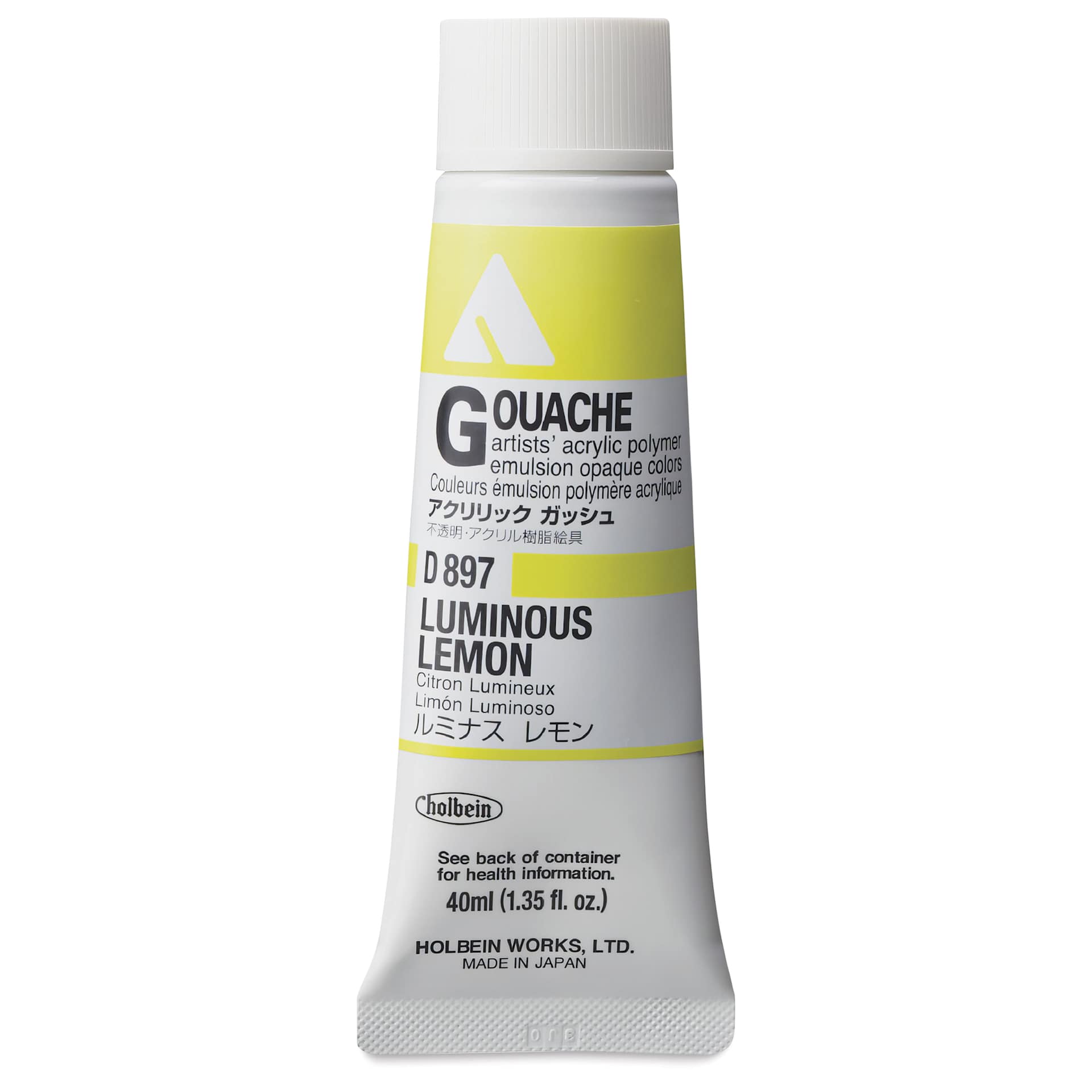 Holbein Acrylic Gouache – Luminous Lemon, 40 ml tube