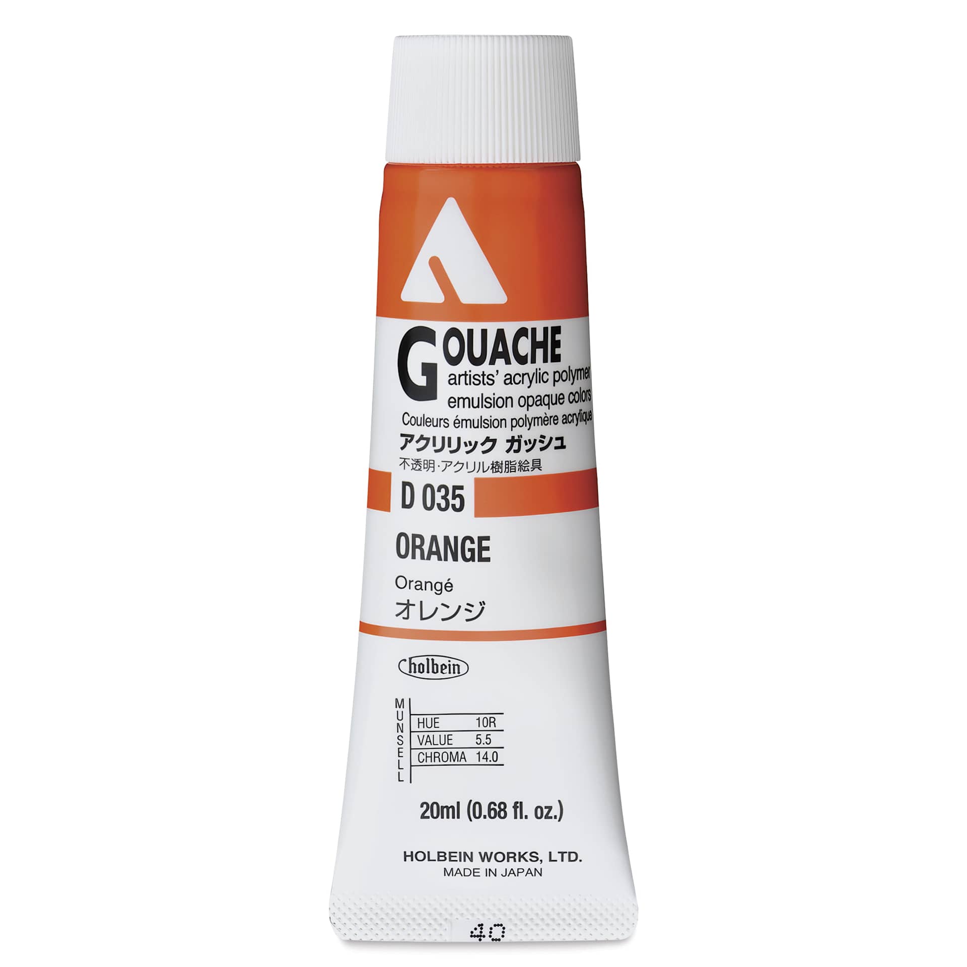 Holbein Acrylic Gouache - Orange, 20 ml tube