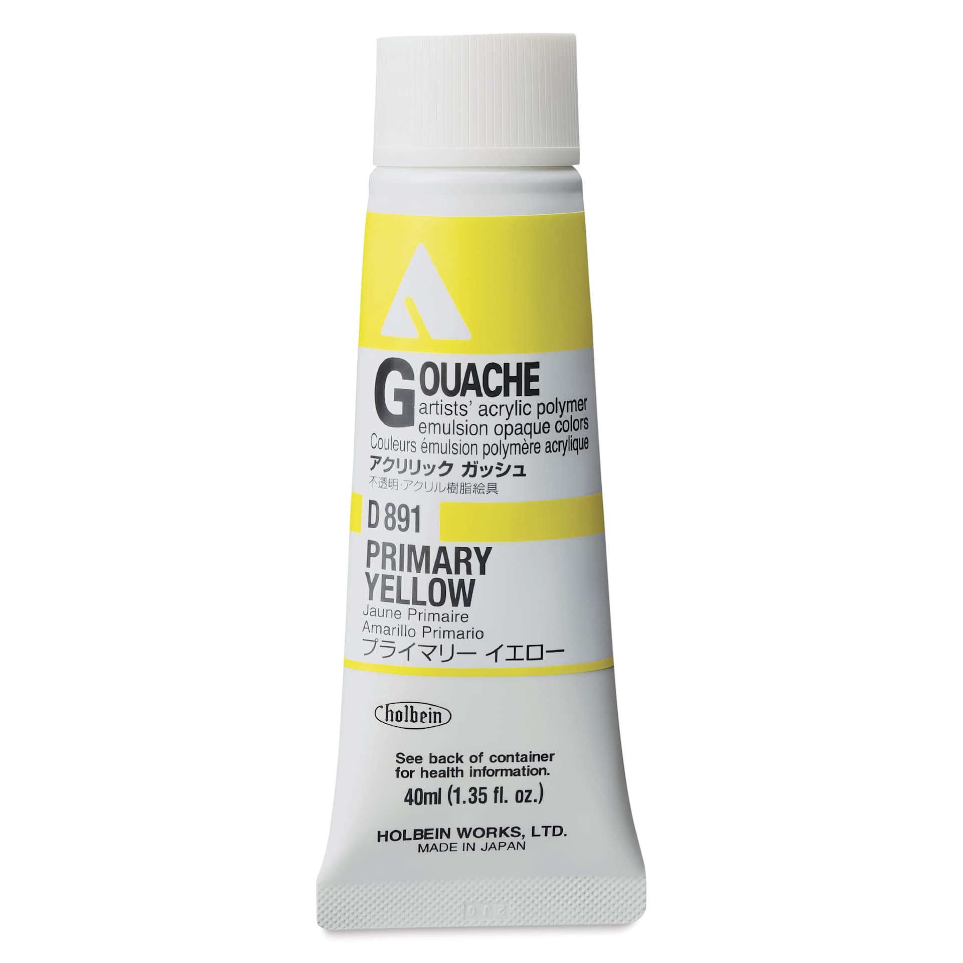 Holbein Acrylic Gouache – Primary Yellow, 40 ml tube