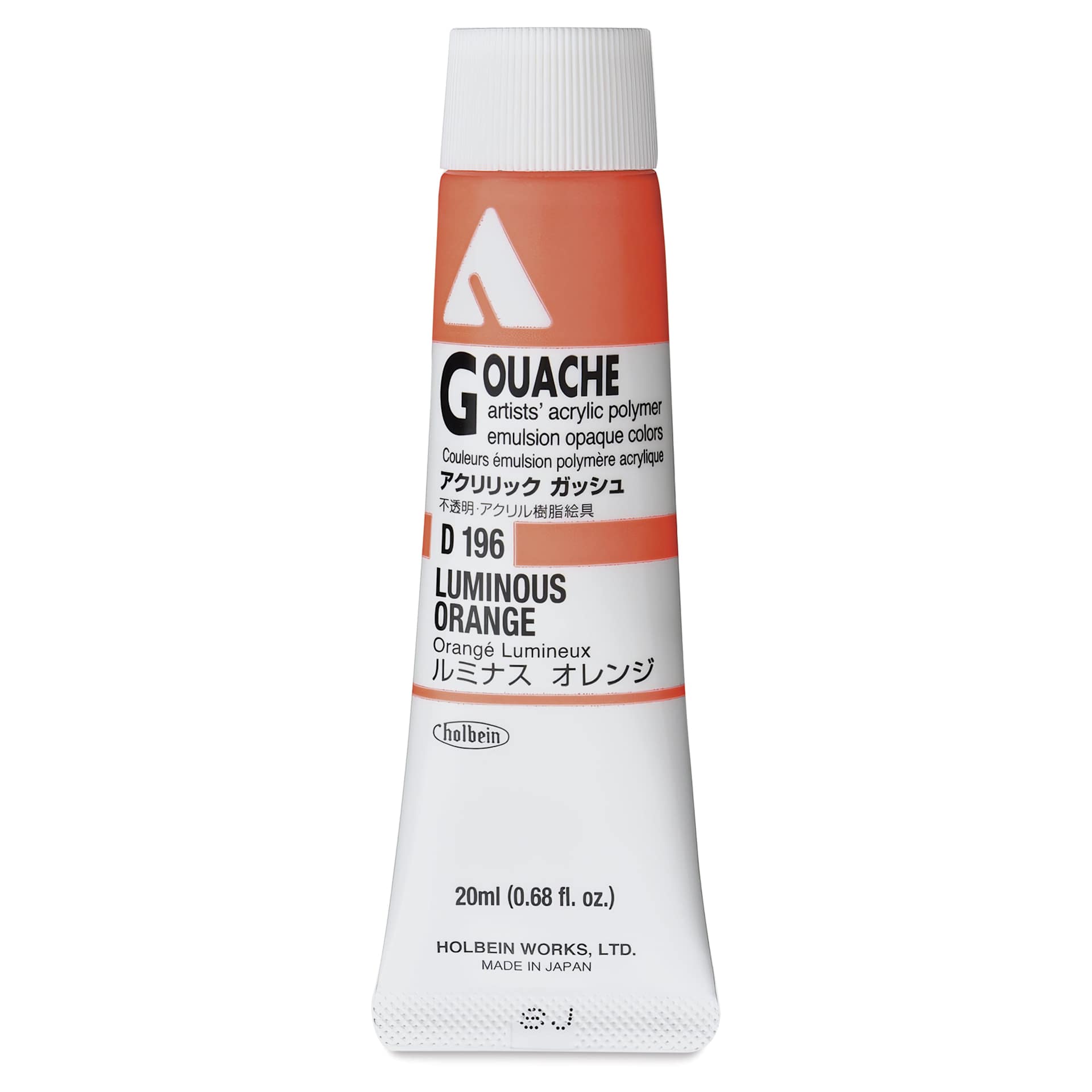 Holbein Acrylic Gouache - Luminous Orange, 20 ml tube