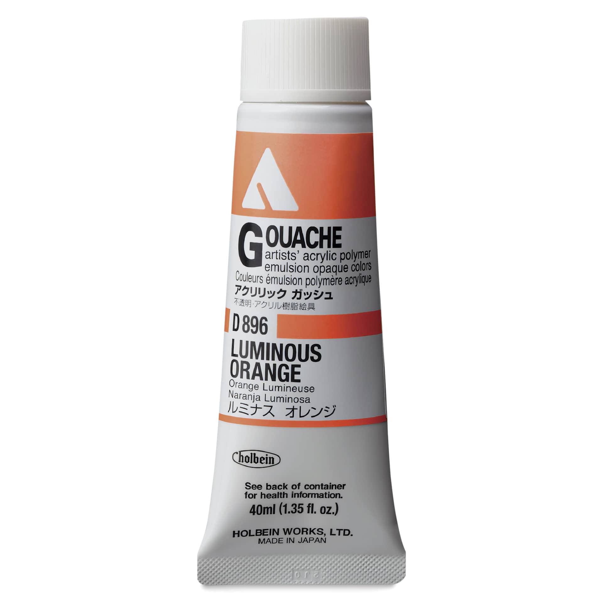 Holbein Acrylic Gouache – Luminous Orange, 40 ml tube