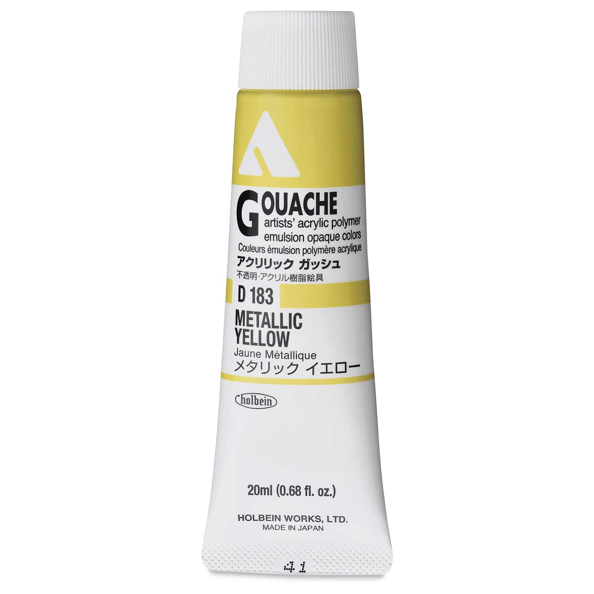 Holbein Acrylic Gouache - Metallic Yellow, 20 ml tube