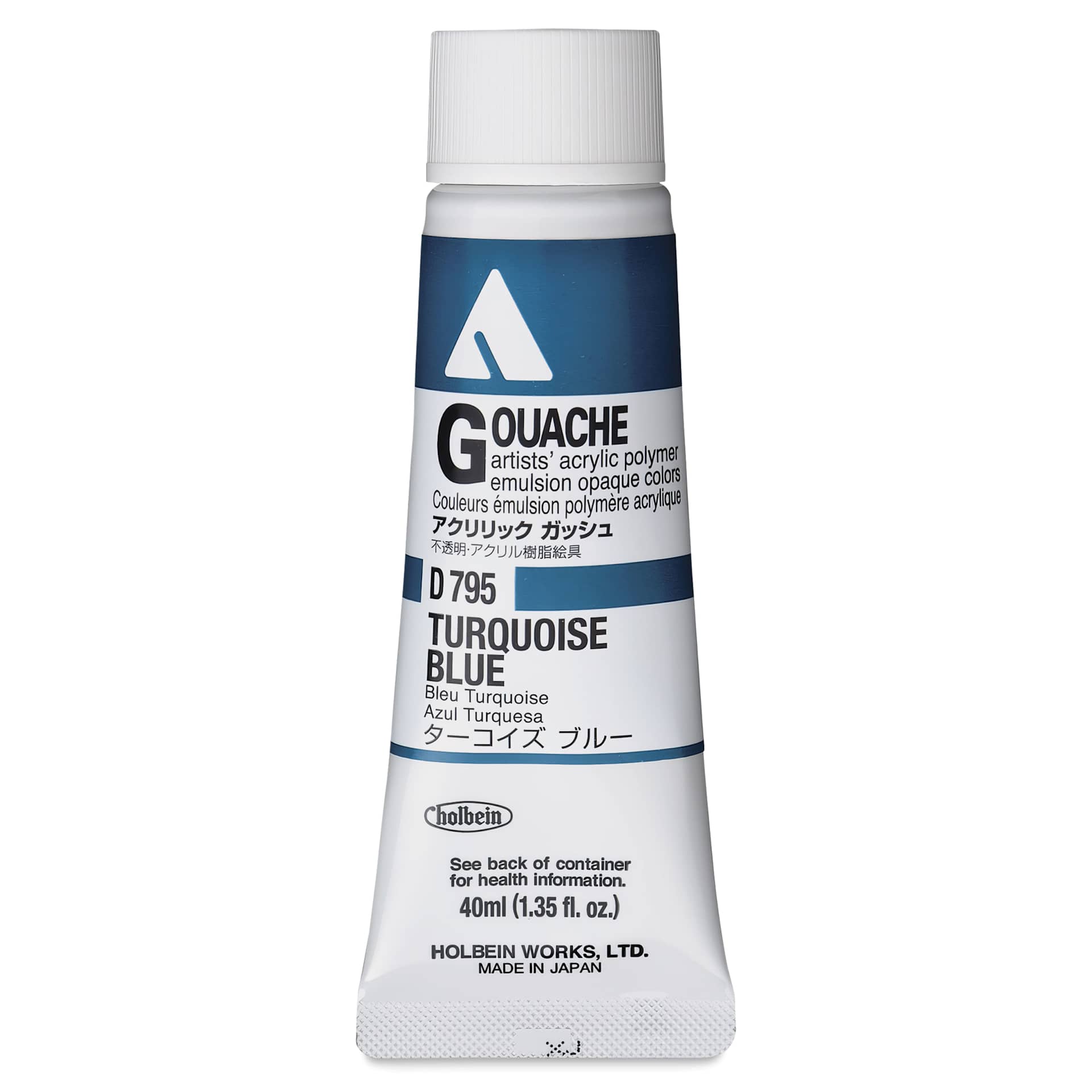 Holbein Acrylic Gouache – Turquoise Blue, 40 ml tube