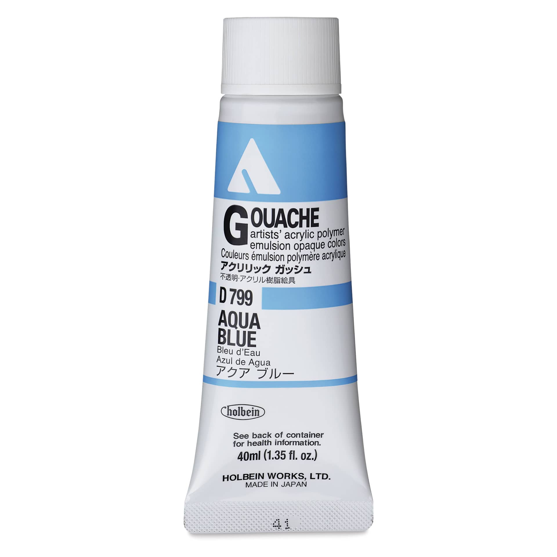 Holbein Acrylic Gouache - Aqua Blue, 40 ml tube